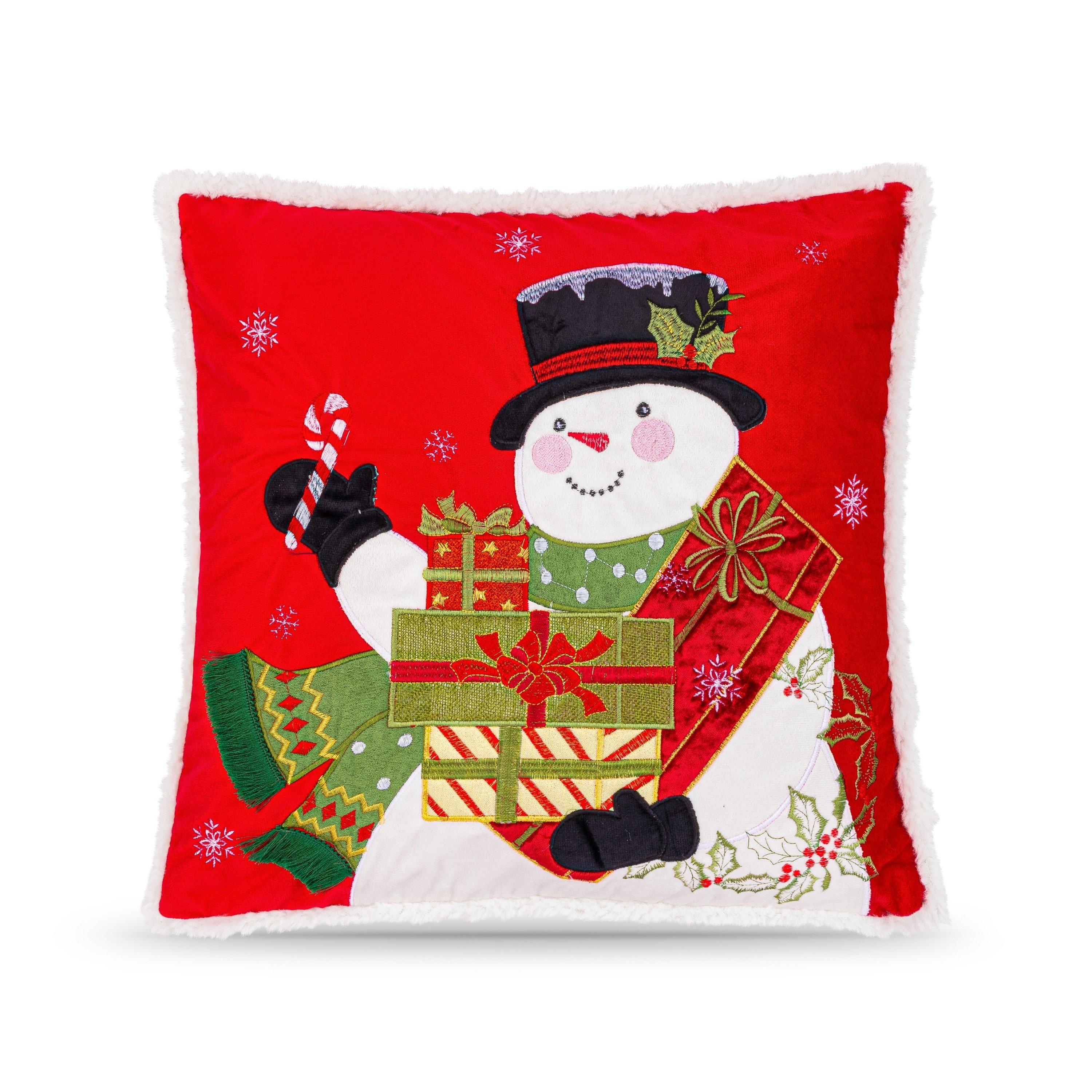 Multicolour - Alan Symonds - Christmas Snowman Cushion with Gifts and Candy Can - 1