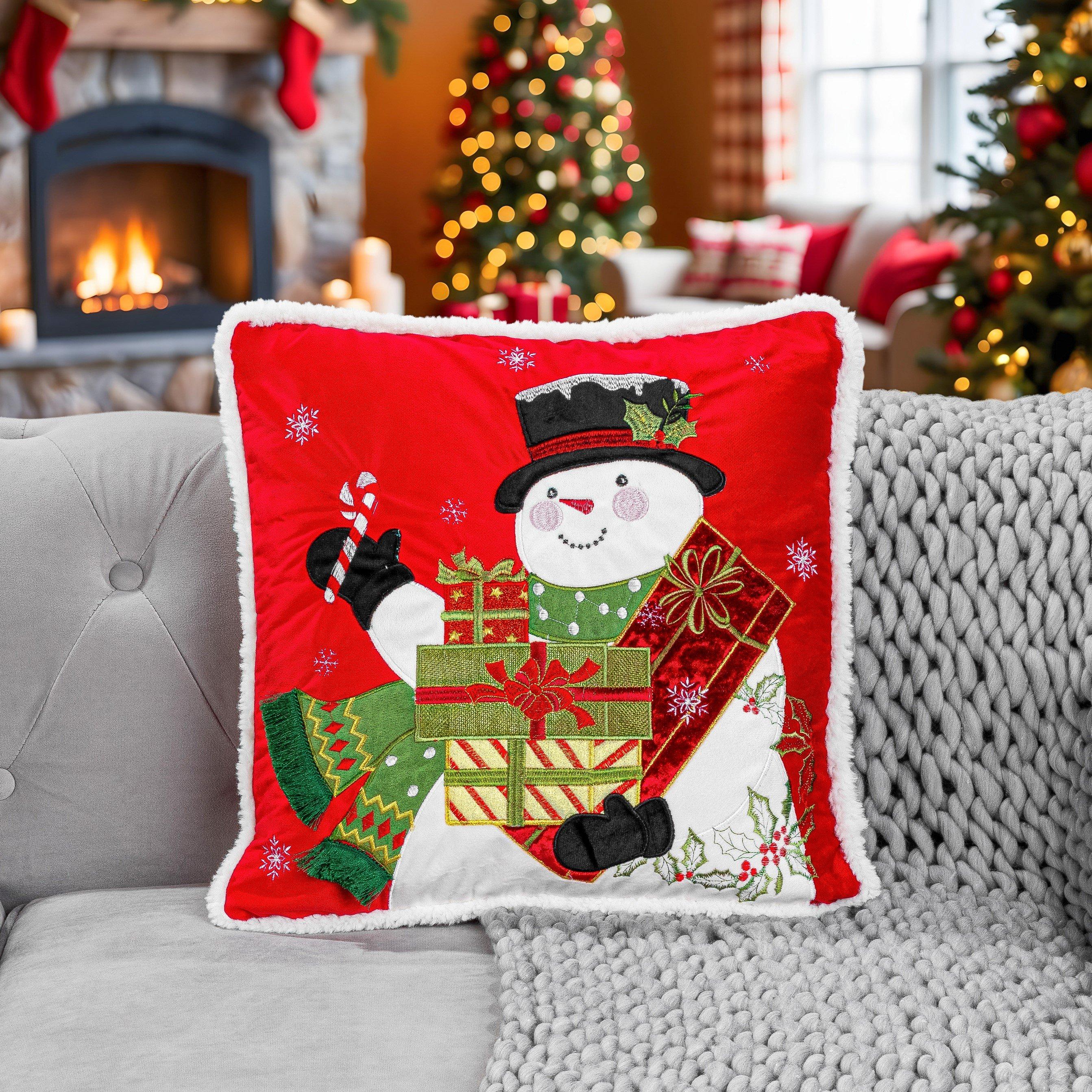 Multicolour - Alan Symonds - Christmas Snowman Cushion with Gifts and Candy Can - 2