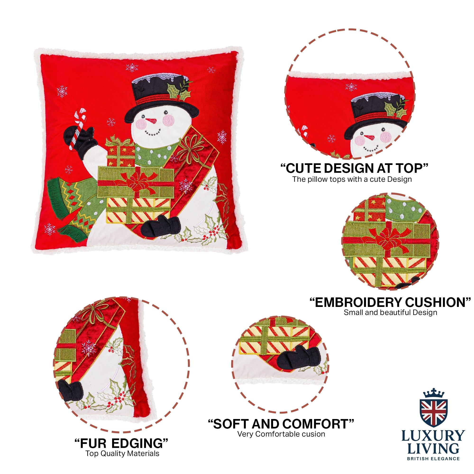 Multicolour - Alan Symonds - Christmas Snowman Cushion with Gifts and Candy Can - 3