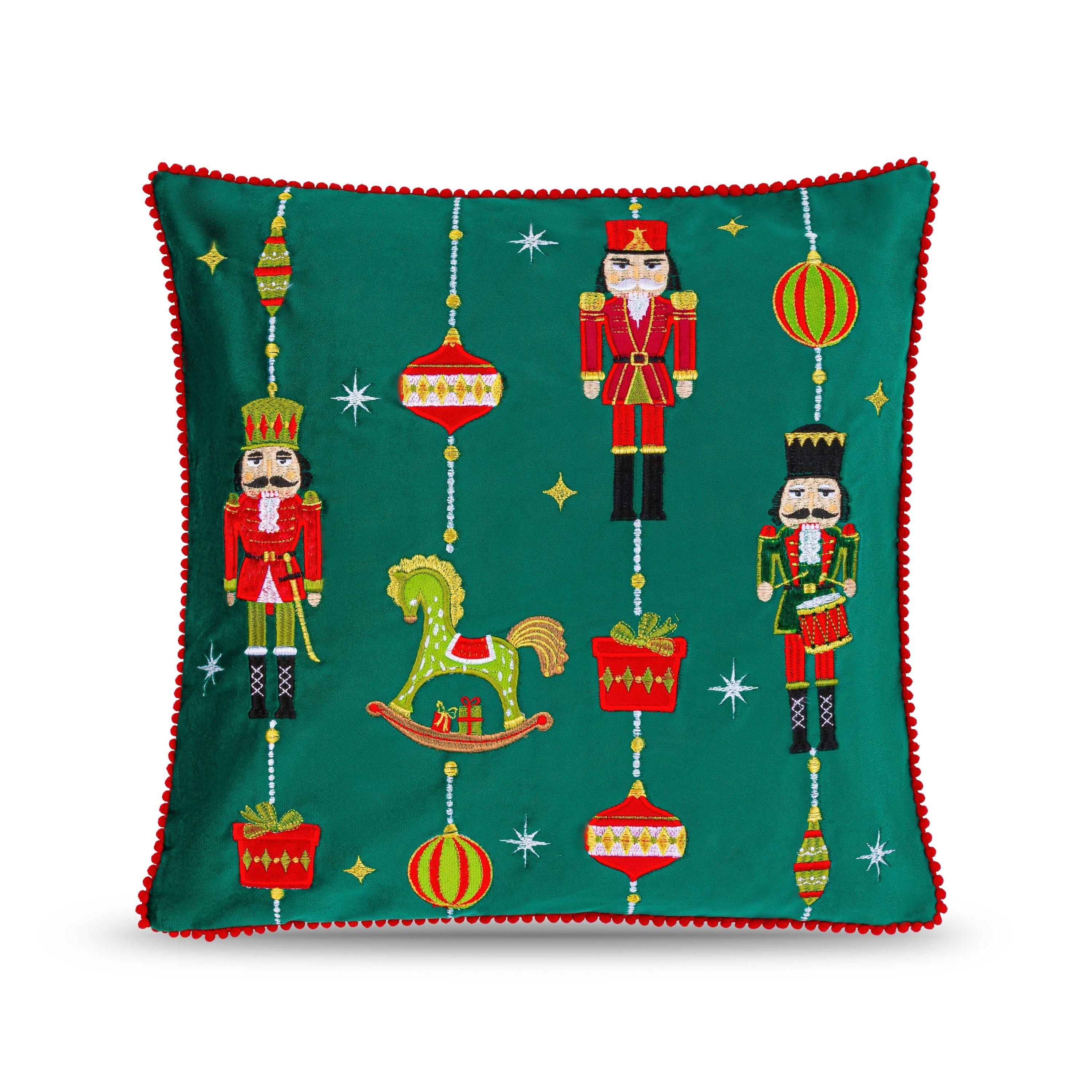 Multicolour - Alan Symonds - Embroidered Nutcracker Christmas Cushion - 1