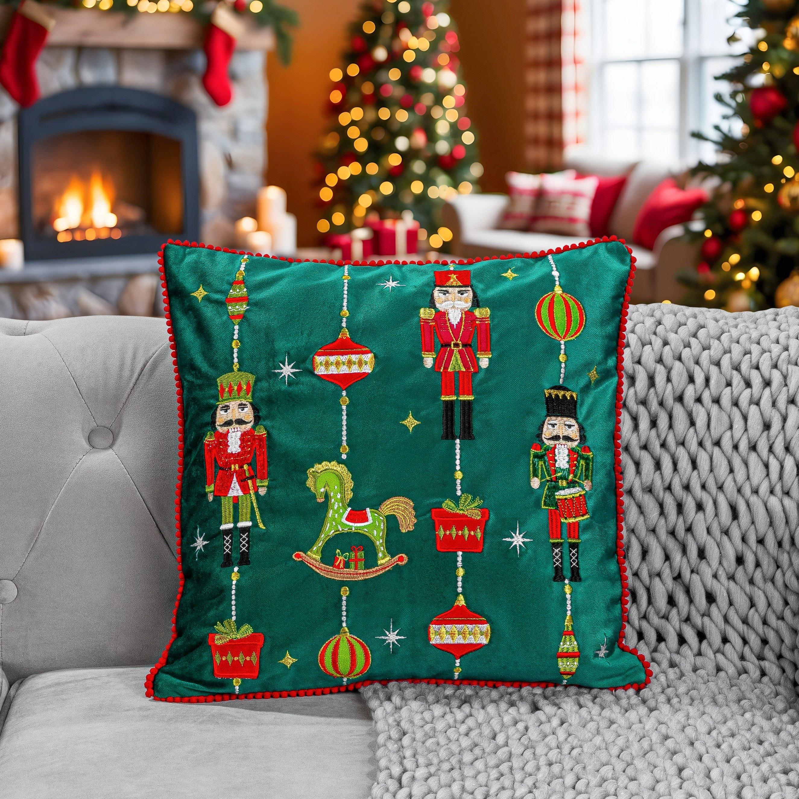 Multicolour - Alan Symonds - Embroidered Nutcracker Christmas Cushion - 2