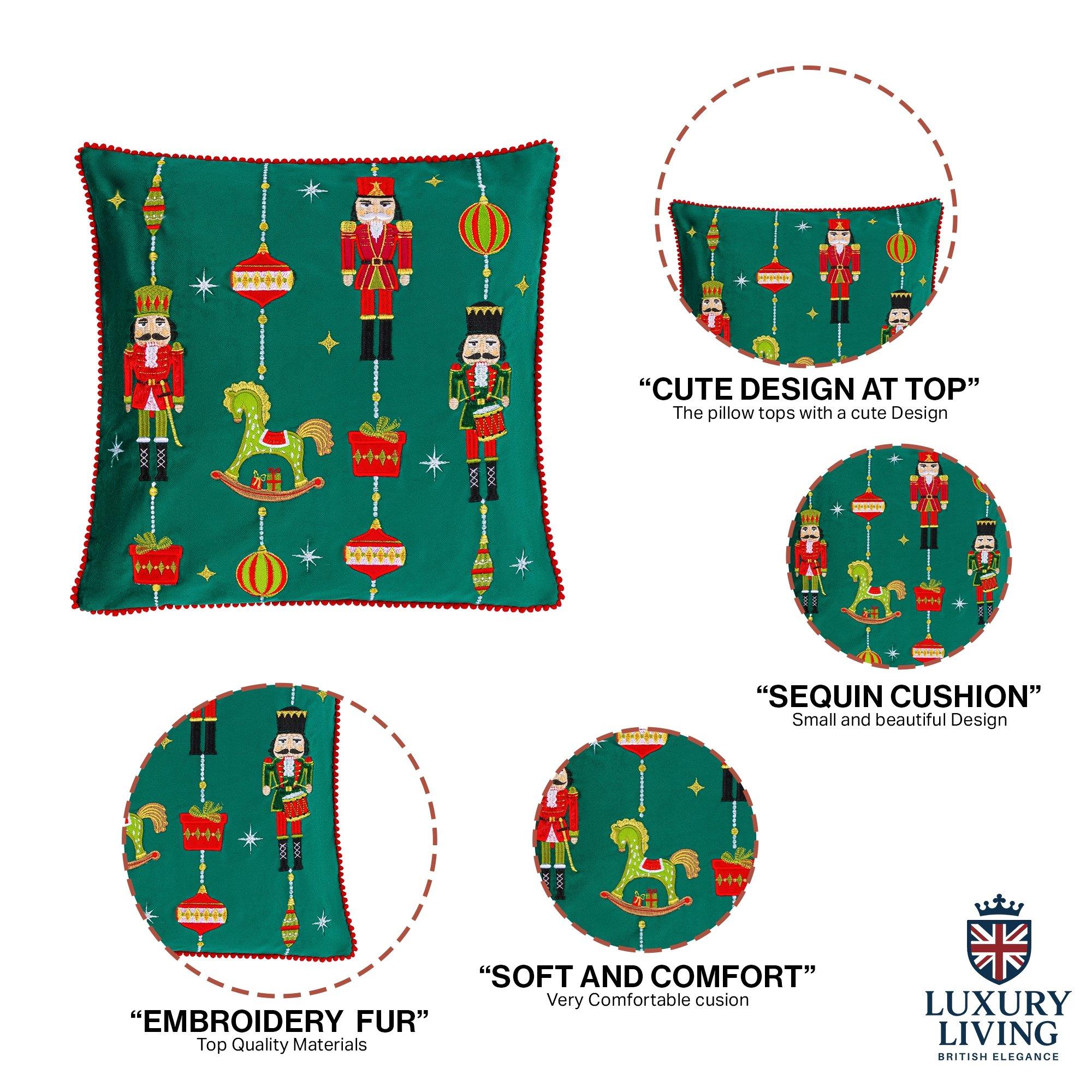 Multicolour - Alan Symonds - Embroidered Nutcracker Christmas Cushion - 3