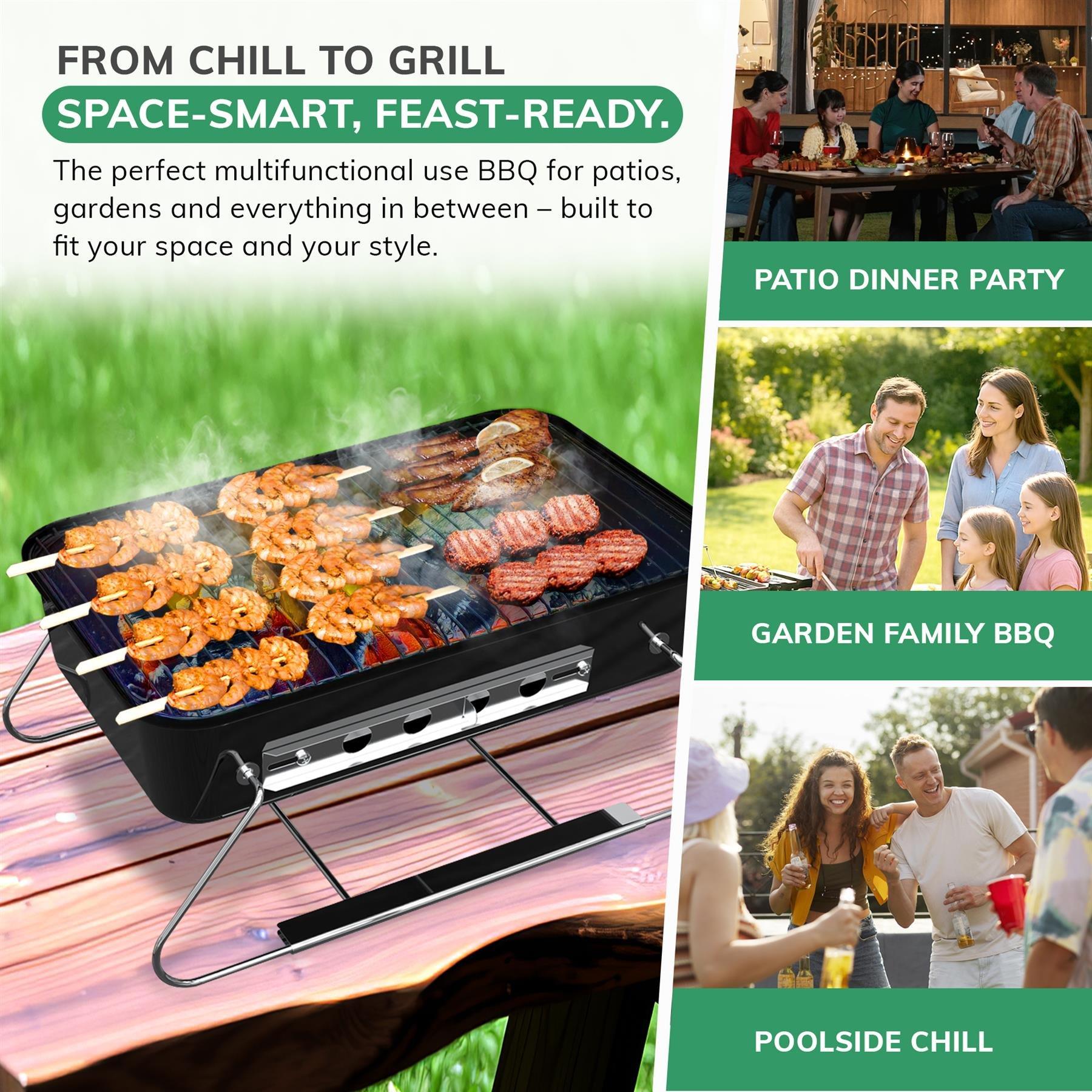 Black - House of Home - PORTABLE Charcoal BBQ GRILL WITH FOLDABLE LEGS - B - 6