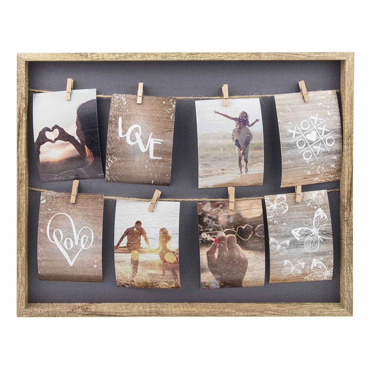 Nielsen  Collage Frame With Clothesline And 8 Clips - Natural - 9x13cm