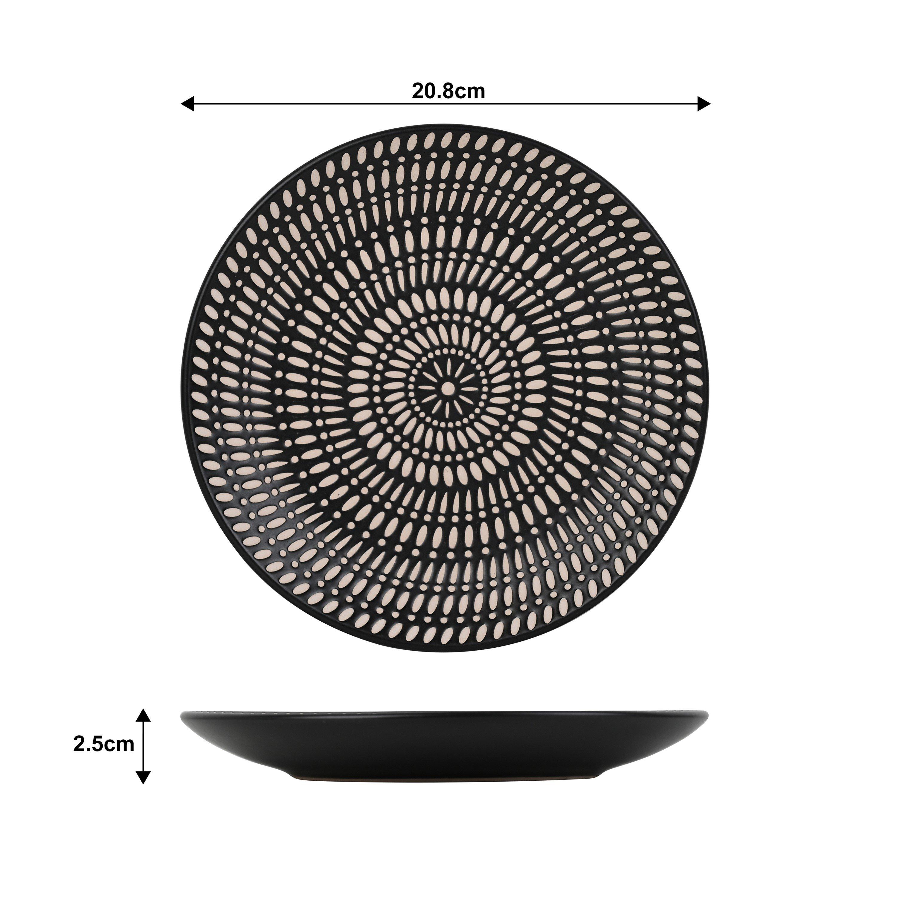 Black - Waterside - 16PC Pad Print Black Dinner Set - 4