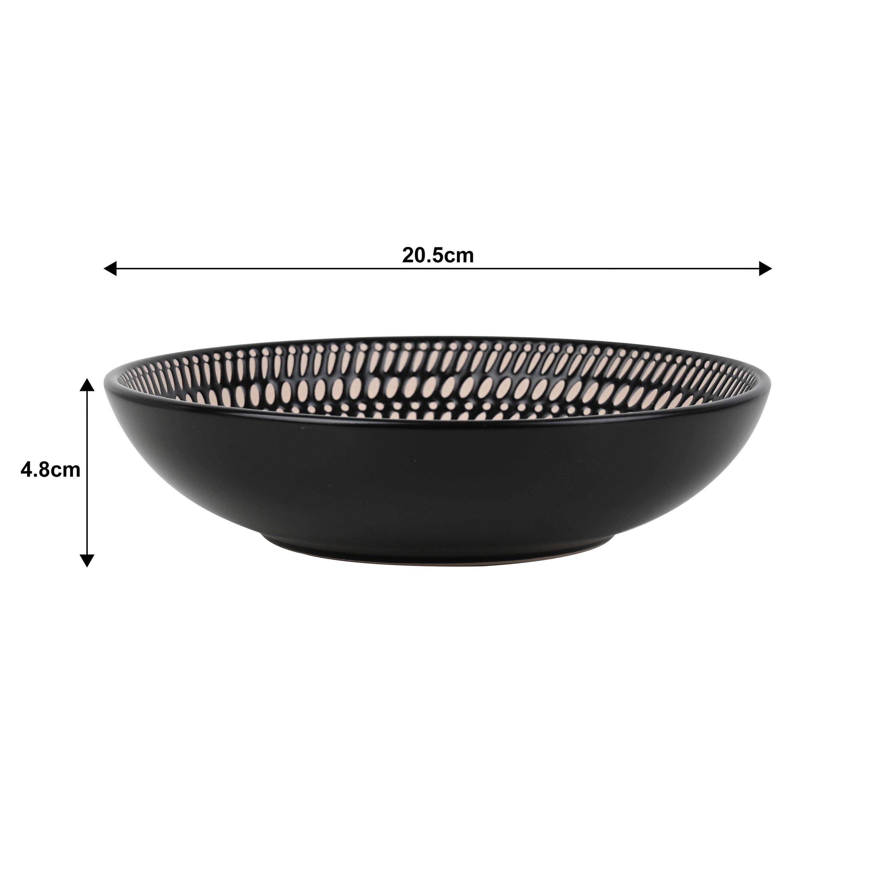Black - Waterside - 16PC Pad Print Black Dinner Set - 5