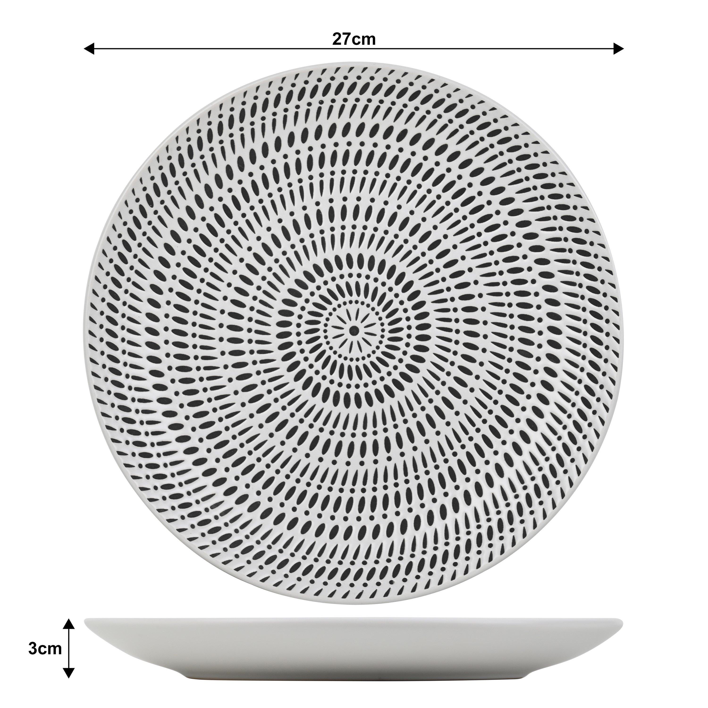 White - Waterside - 16pc White Pad Print Dinner Set - 3