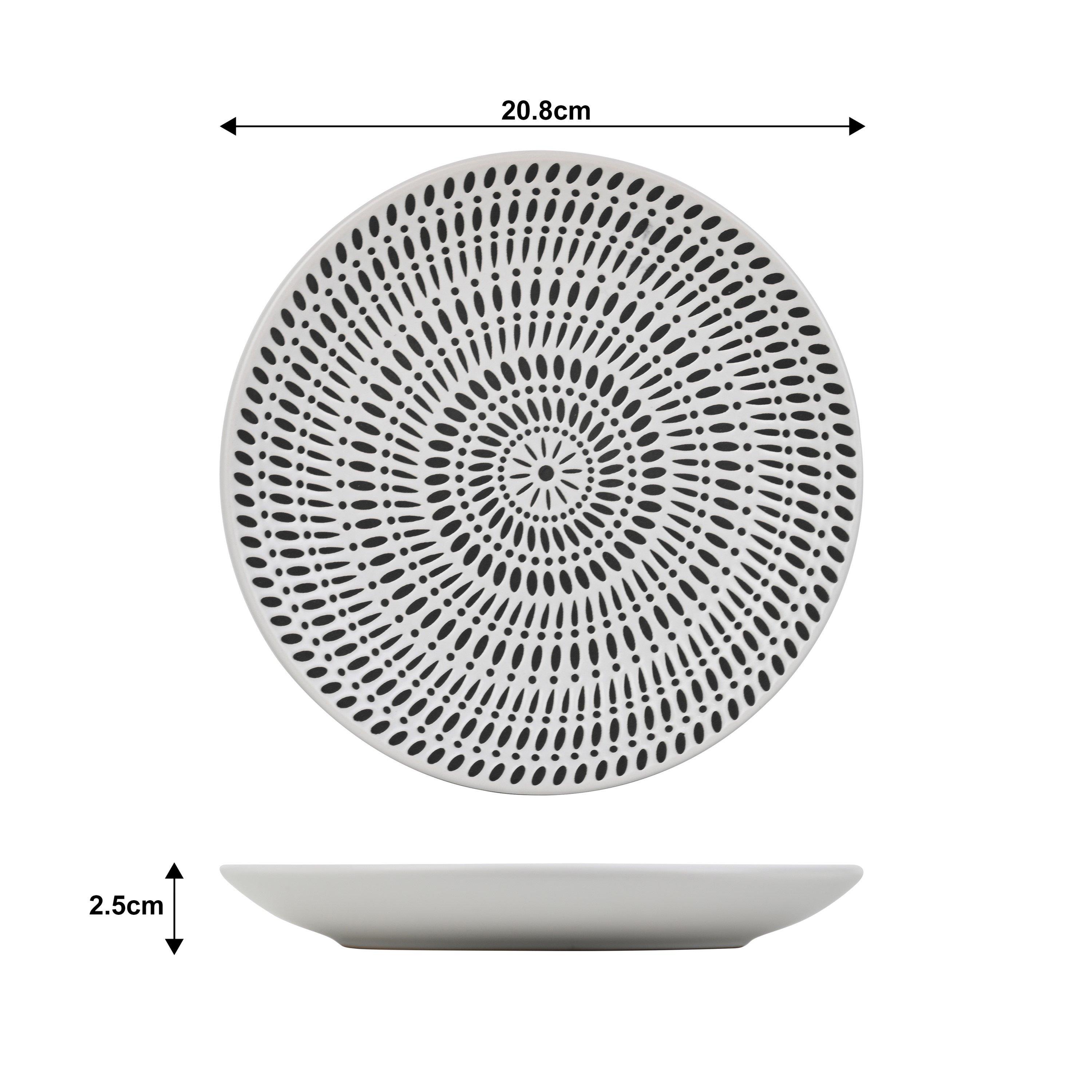 White - Waterside - 16pc White Pad Print Dinner Set - 4