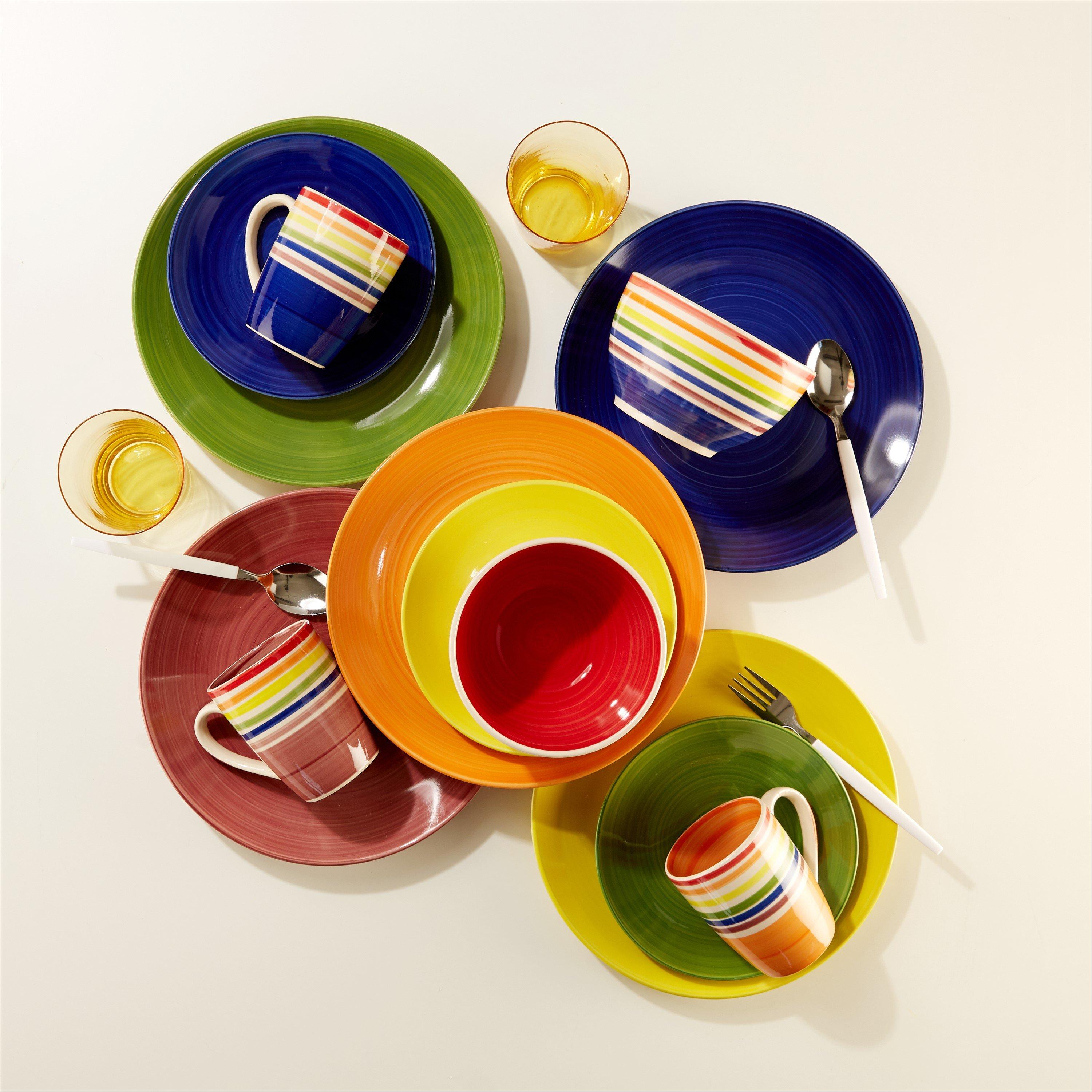 Multi - Waterside - 24pc Rainbow Stripe Dinner Set - 2