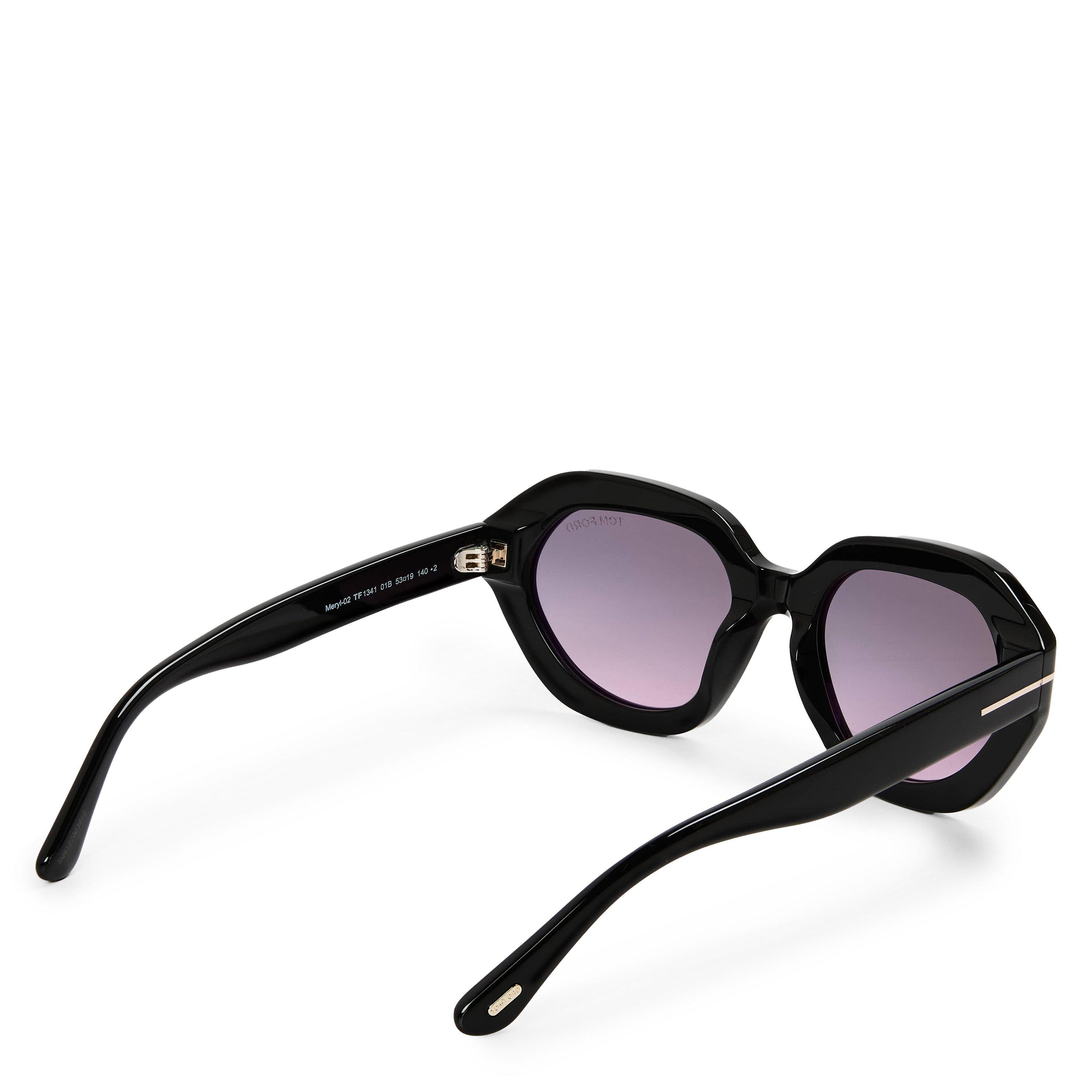 Shiny Black - Tom Ford - Women's Hexagon Sunglasses - 2