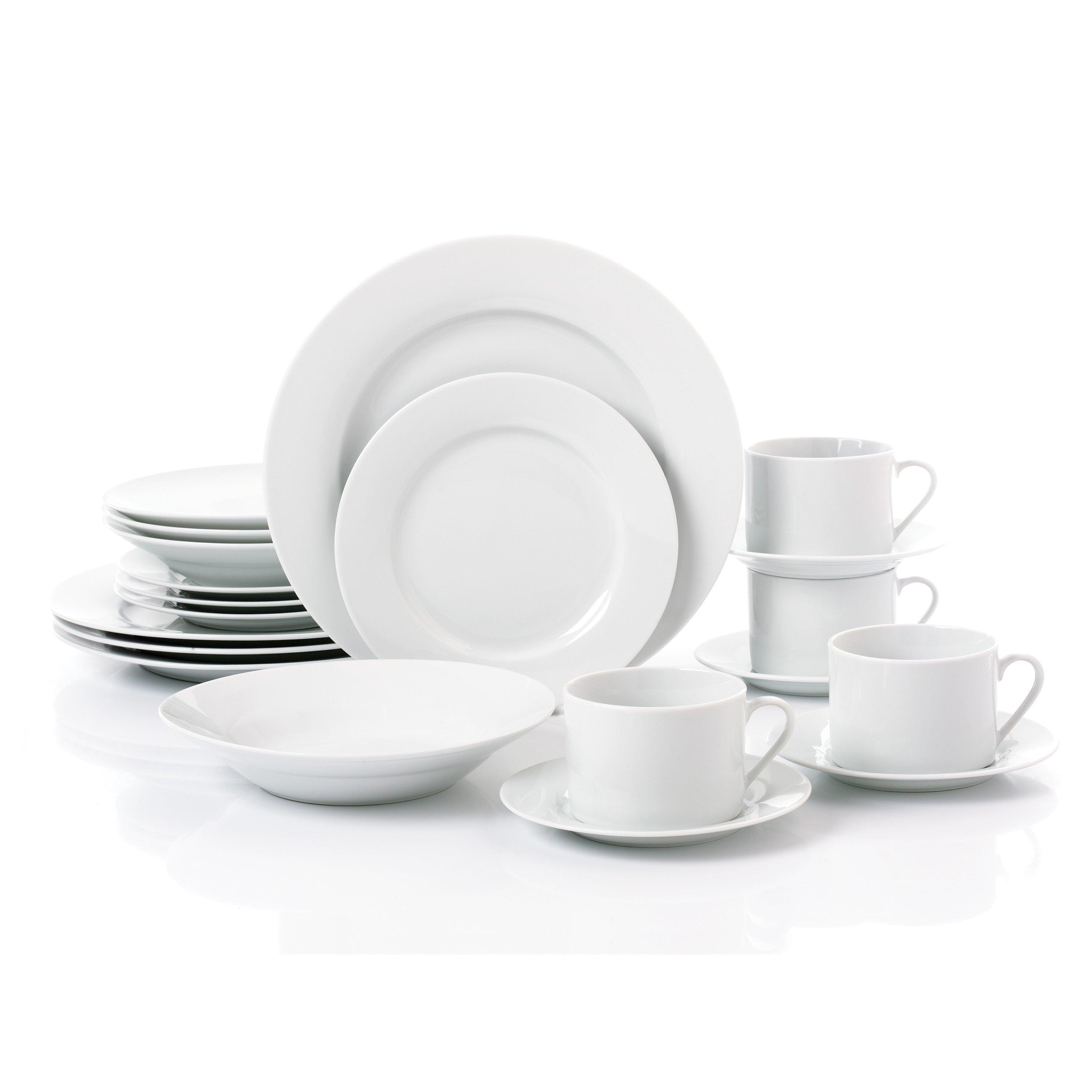 White - Waterside - 20PC White Rimmed Porcelain Dinner Set - 1