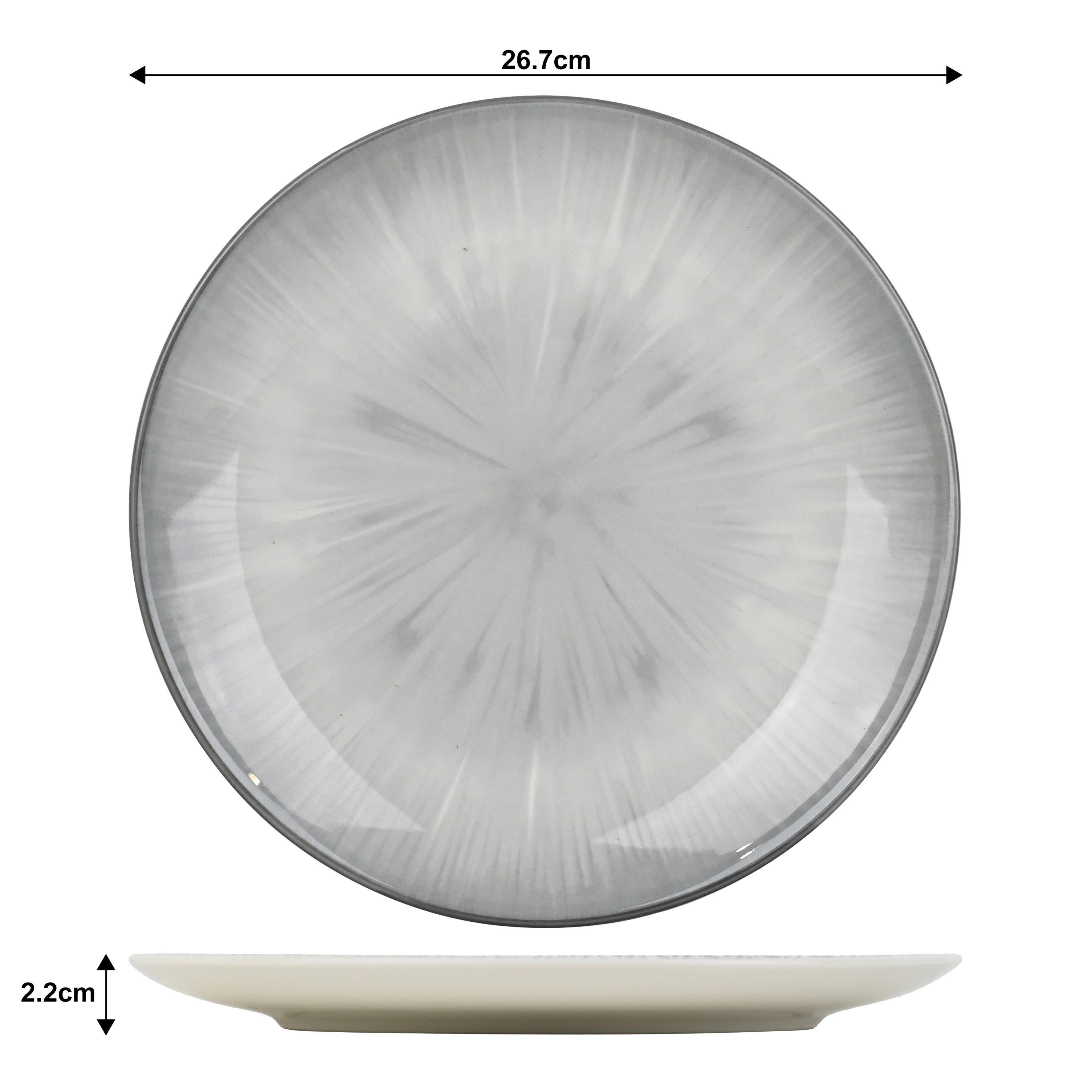 Grey - Waterside - 12pc Grey Star Pad Print Dinner Set - 3