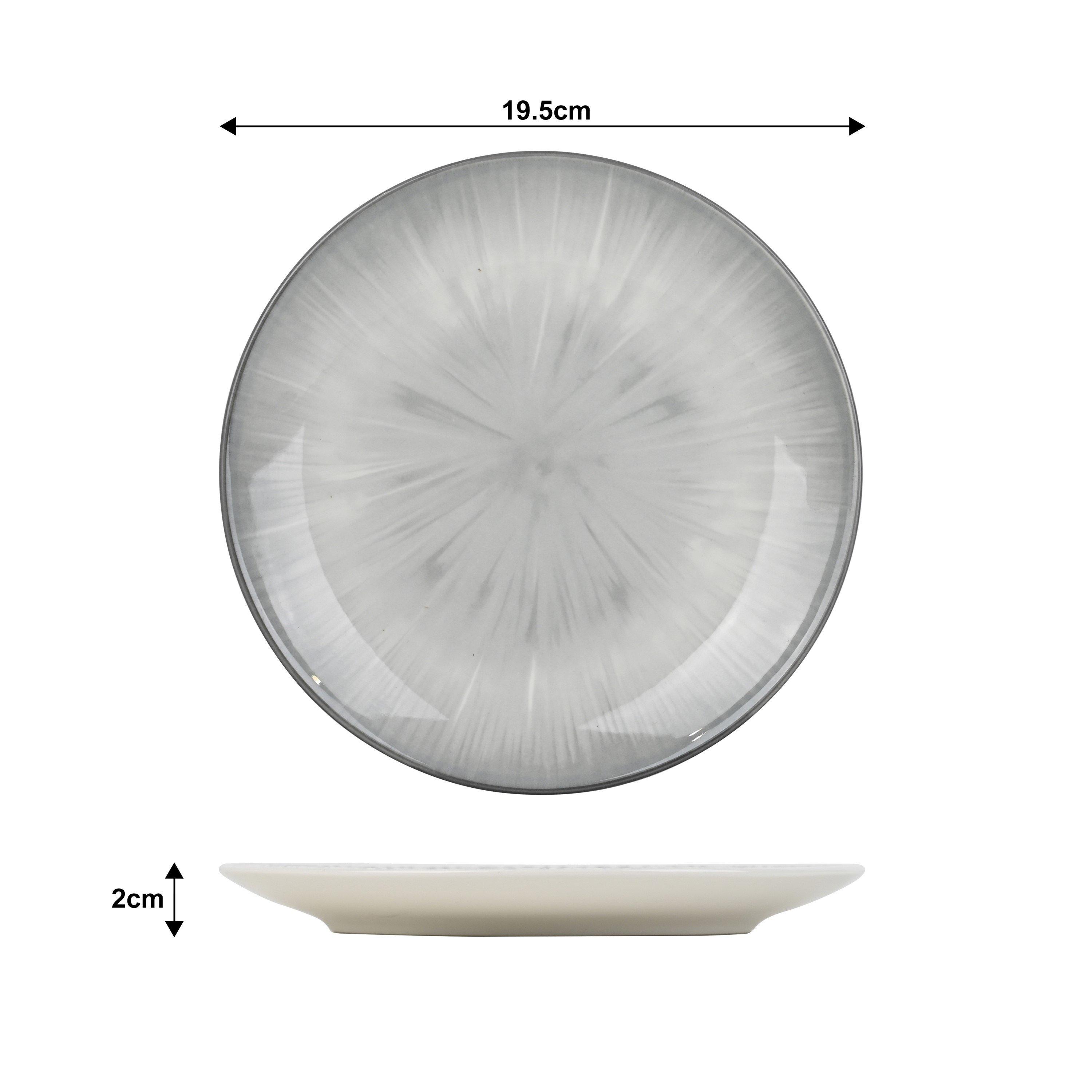 Grey - Waterside - 12pc Grey Star Pad Print Dinner Set - 4