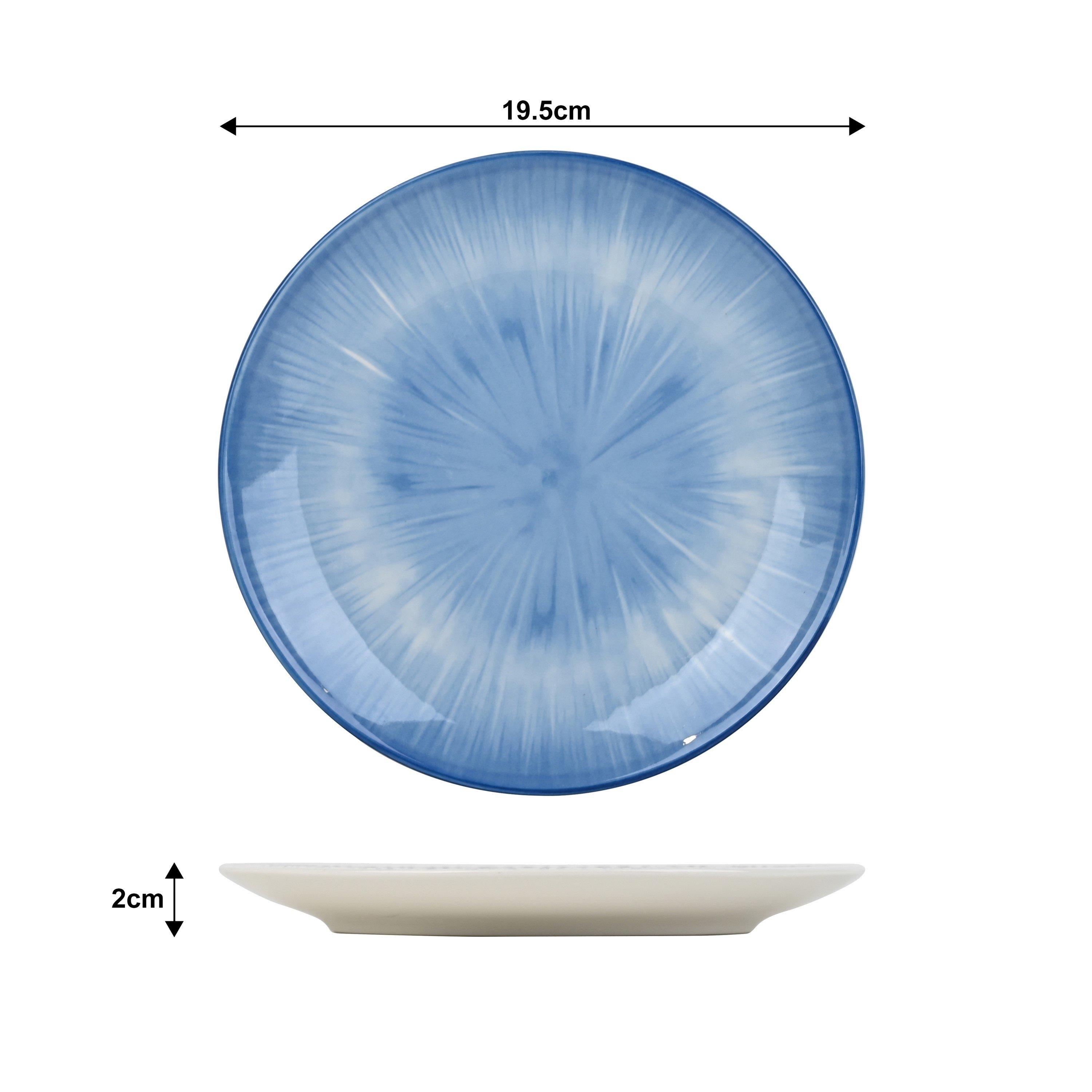 Blue - Waterside - 12pc Blue Star Pad Print Dinner Set - 4