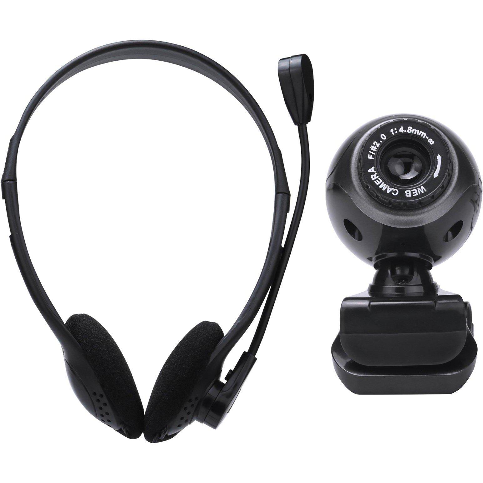 Black - Digitek - Webcam and Headset with Microphone Bundle For PC
