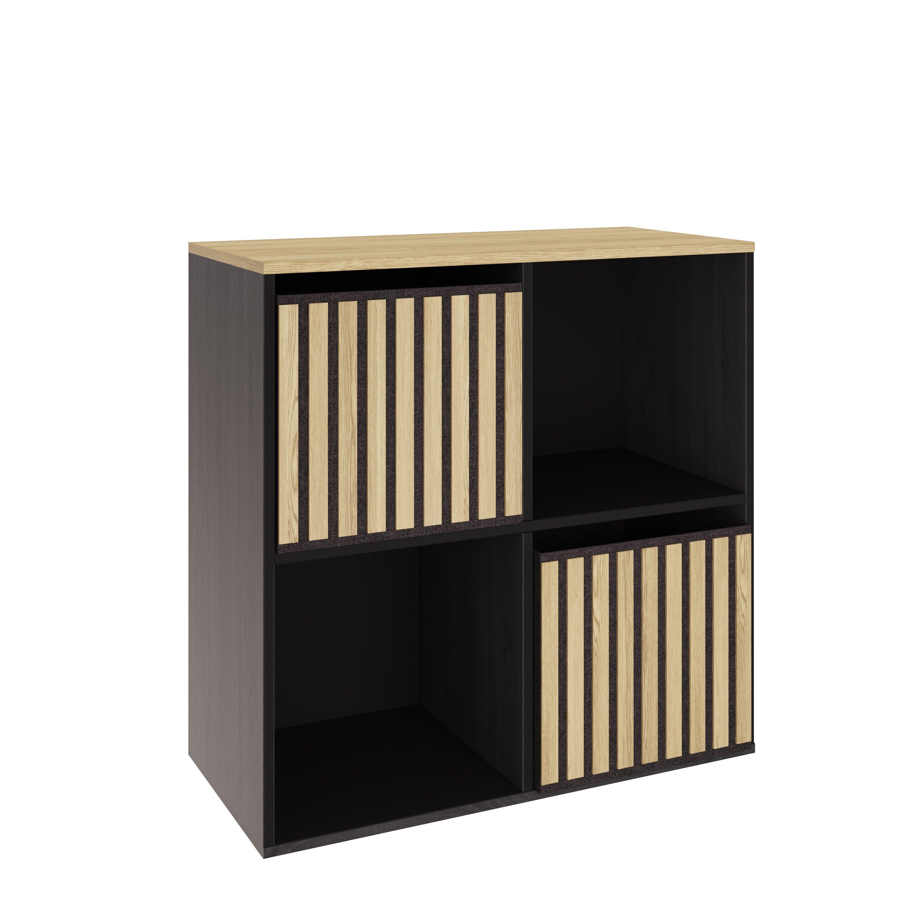 Black - GFW - Kube 2x2 Storage Cube Unit Light Oak & Black - 2