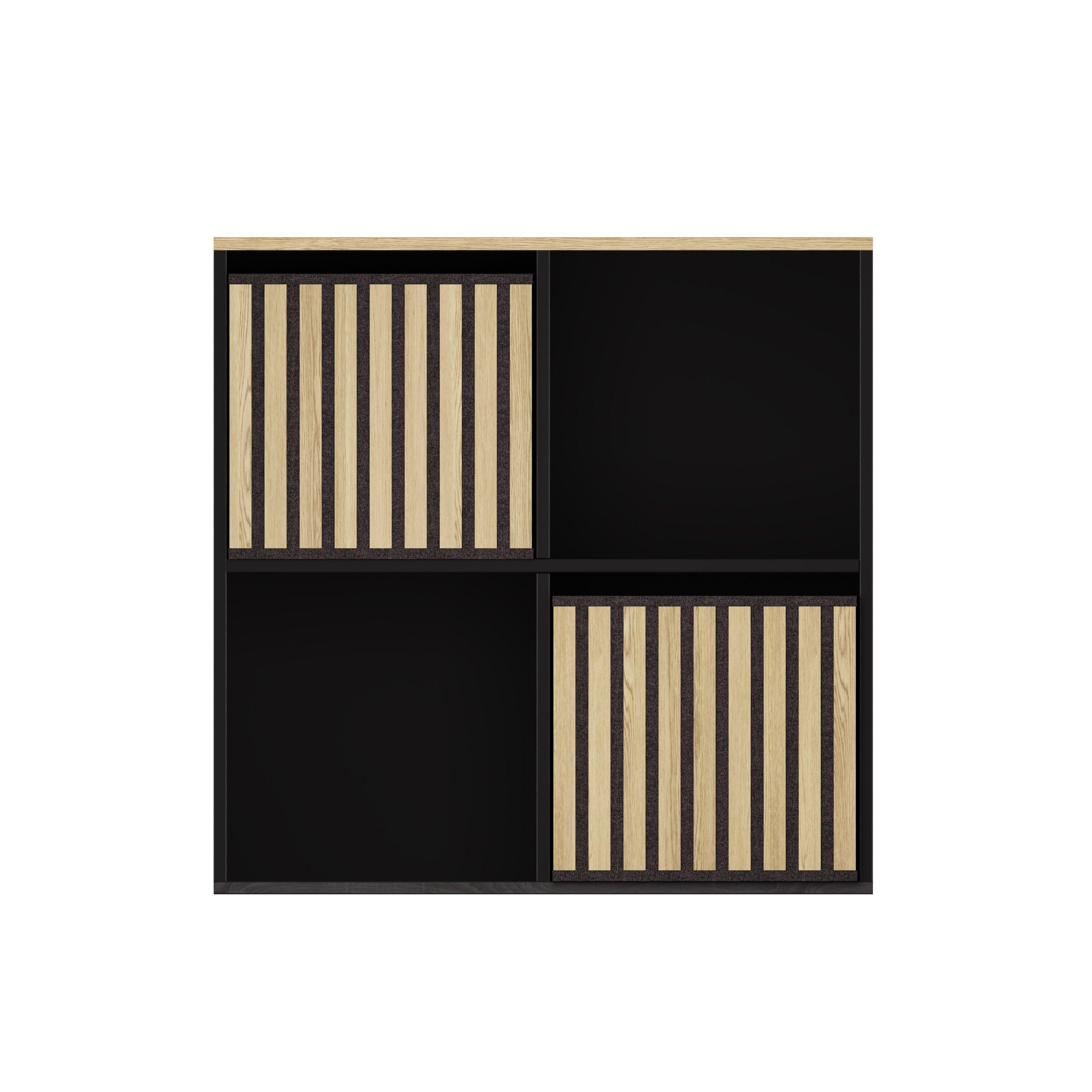 Black - GFW - Kube 2x2 Storage Cube Unit Light Oak & Black - 3