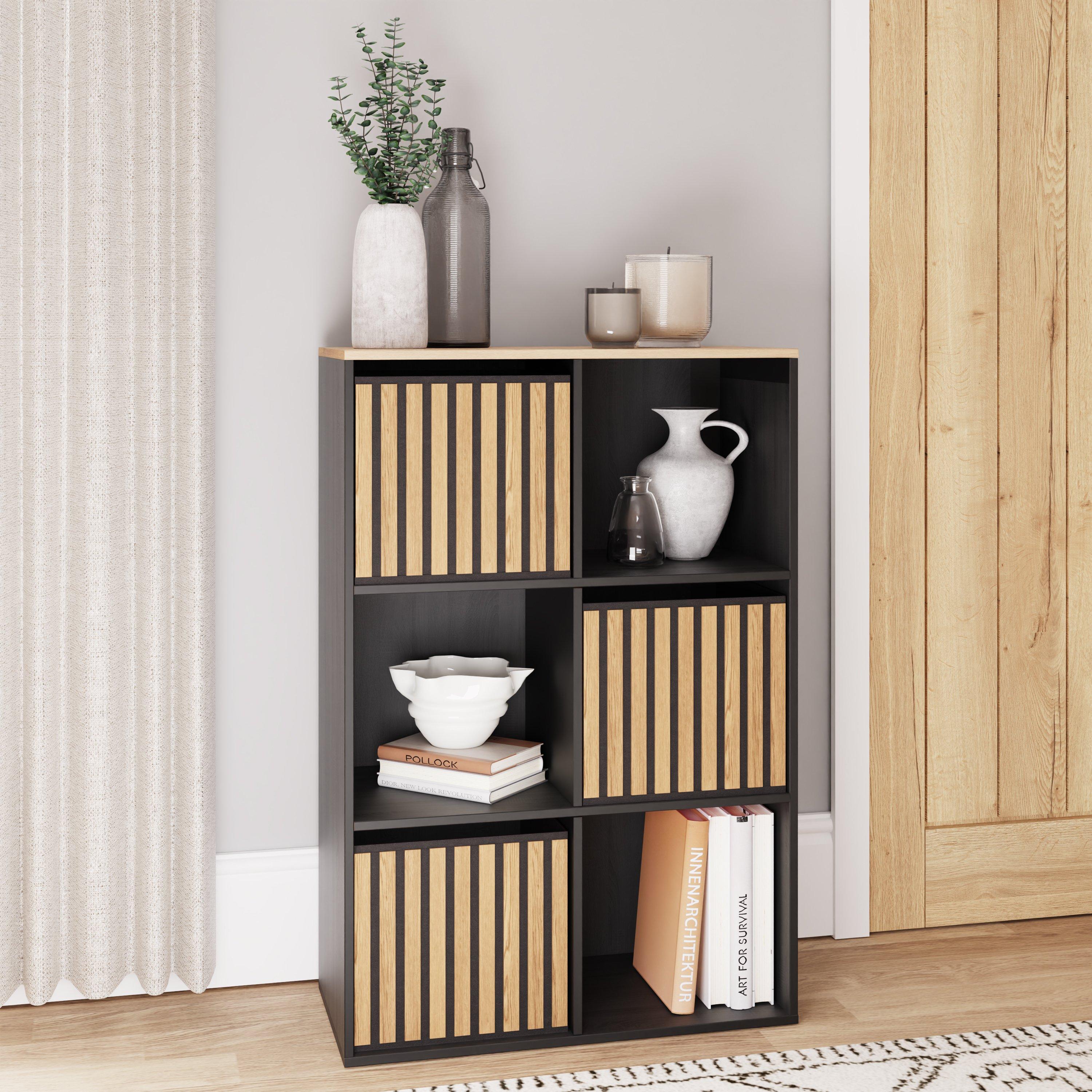 Black - GFW - Kube 2x3 Storage Cube Unit Light Oak & Black - 1