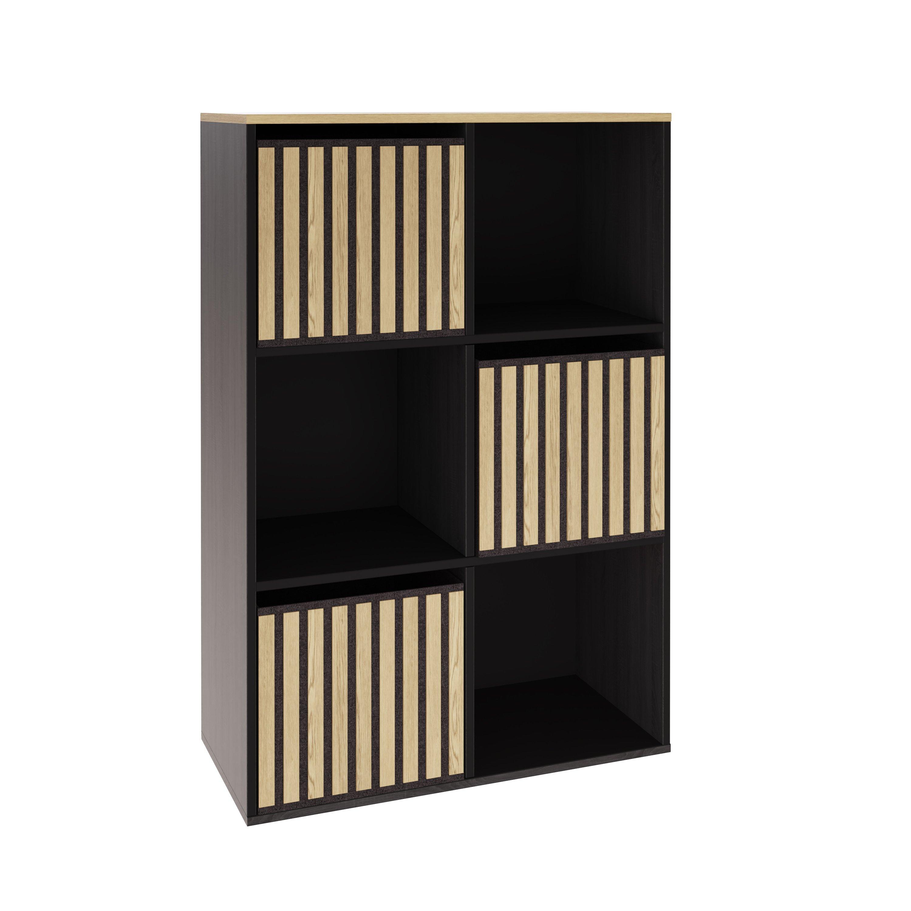 Black - GFW - Kube 2x3 Storage Cube Unit Light Oak & Black - 2