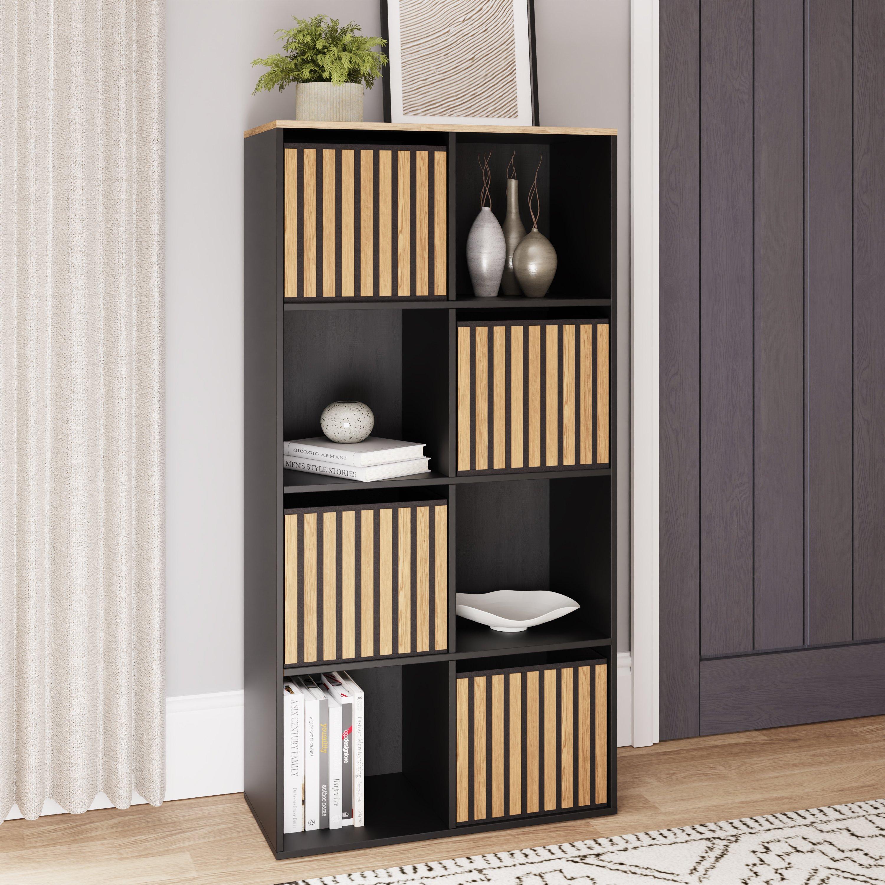 Black - GFW - Kube 2x4 Storage Cube Unit Light Oak & Black - 1