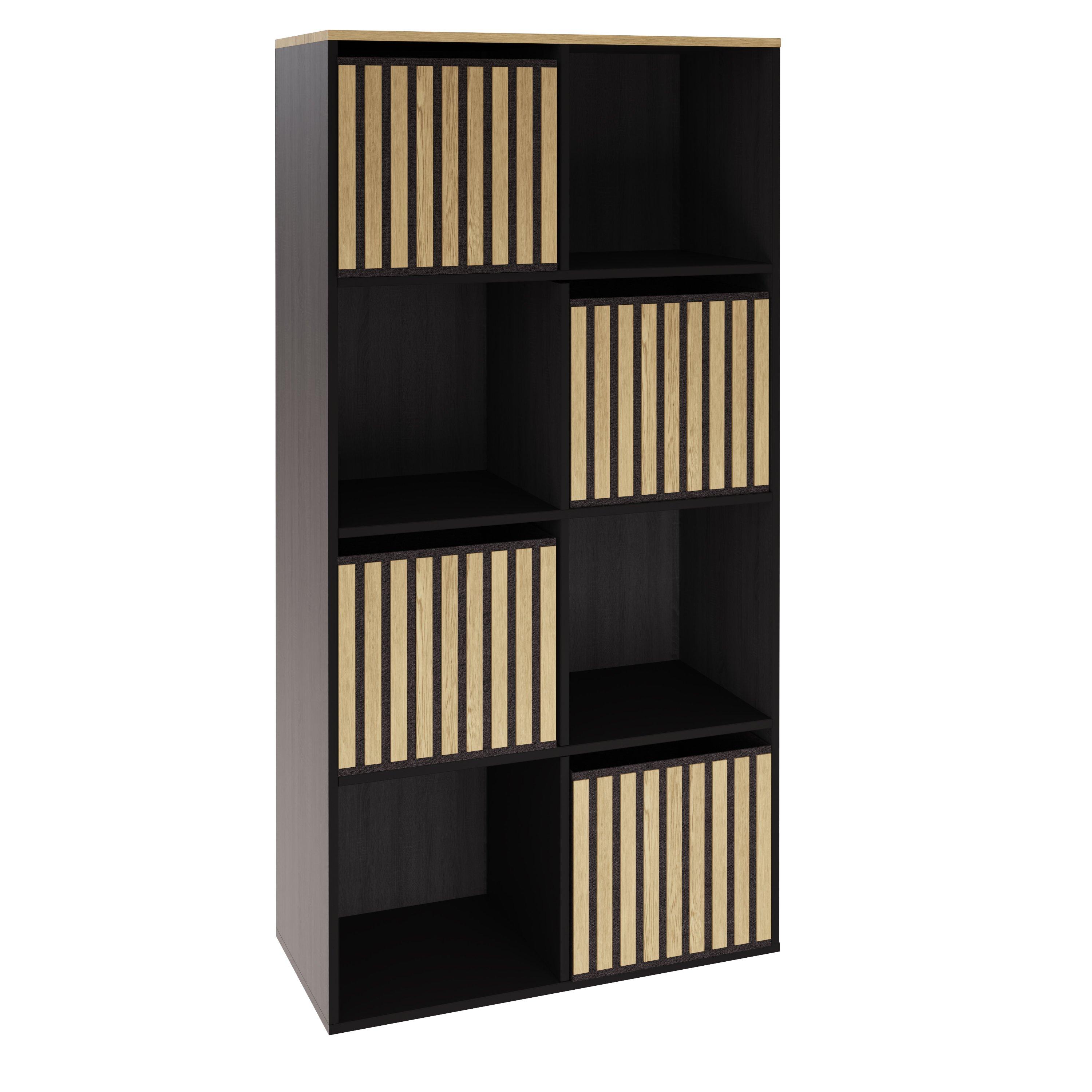 Black - GFW - Kube 2x4 Storage Cube Unit Light Oak & Black - 2