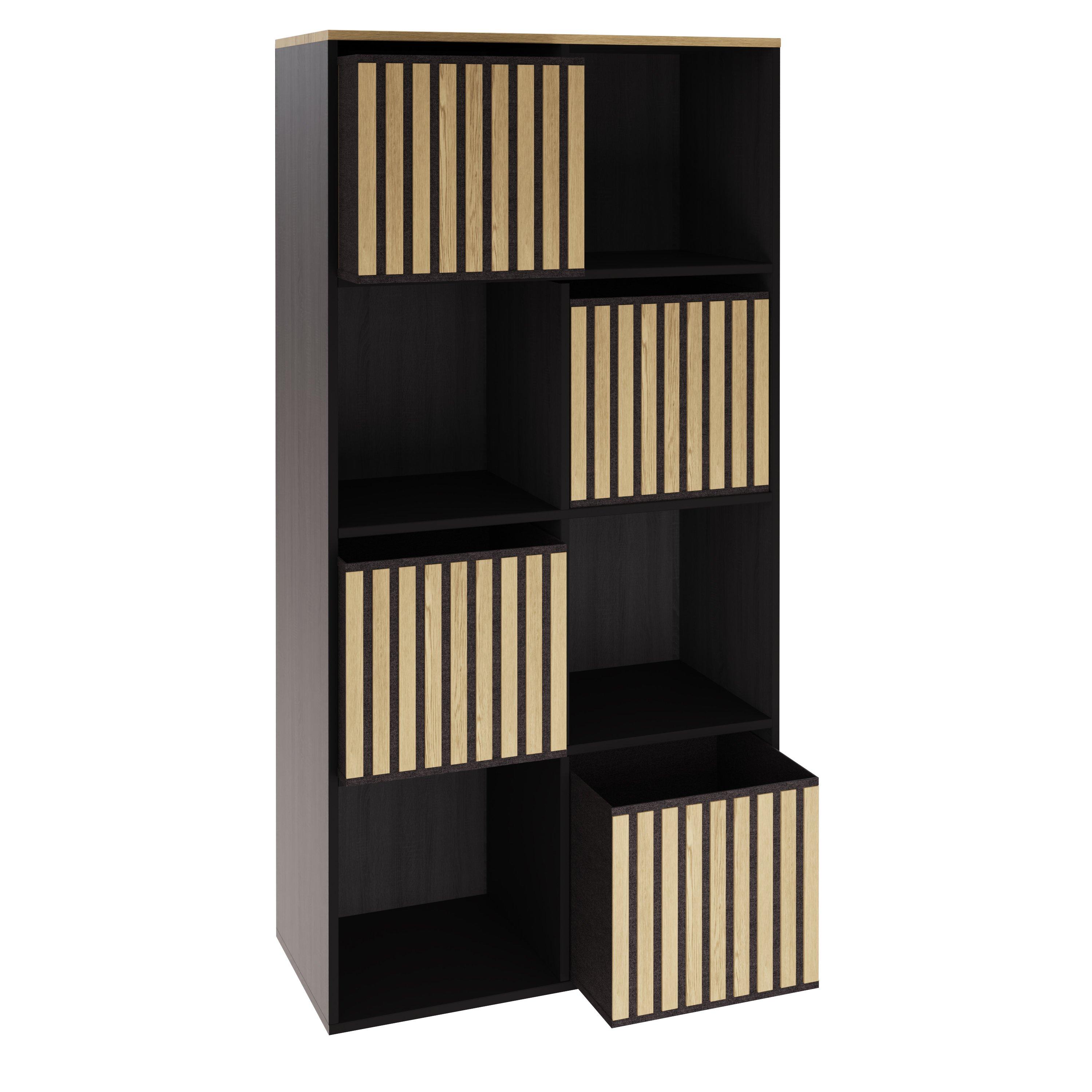 Black - GFW - Kube 2x4 Storage Cube Unit Light Oak & Black - 5