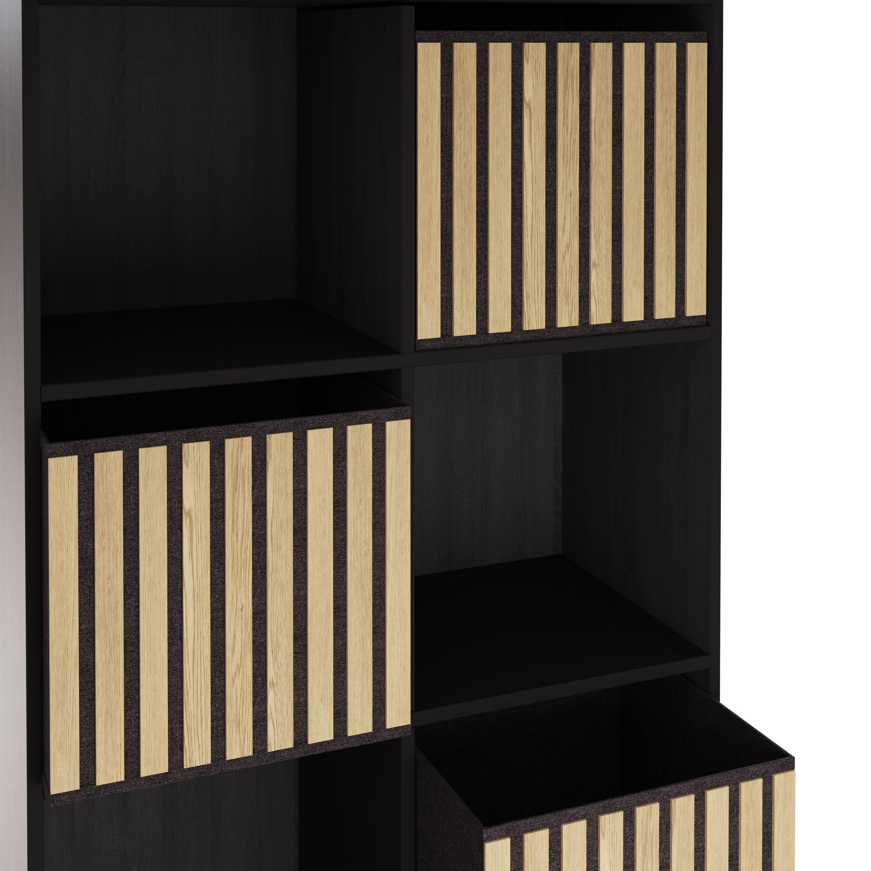 Black - GFW - Kube 2x4 Storage Cube Unit Light Oak & Black - 6