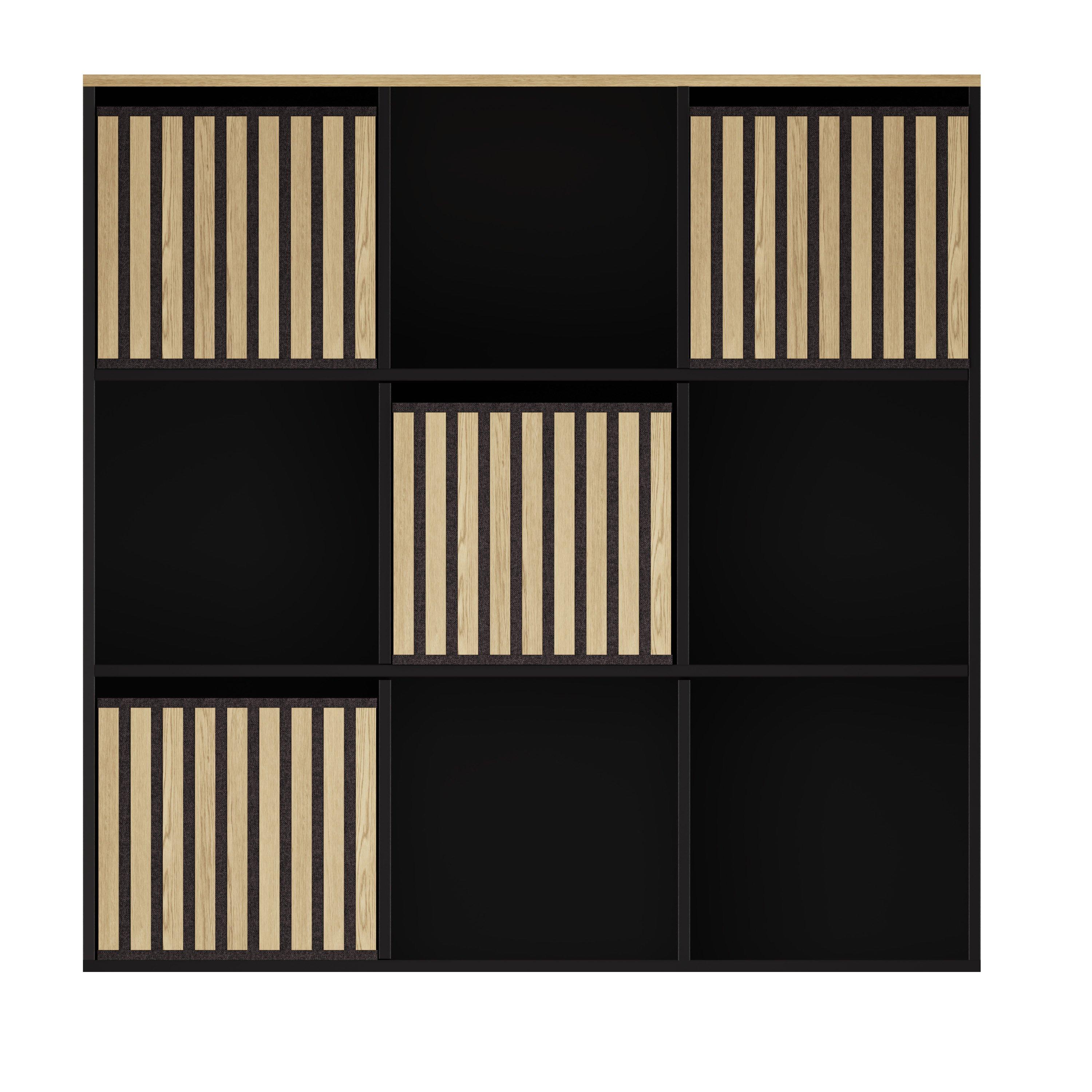 Black - GFW - Kube 3x3 Storage Cube Unit Light Oak & Black - 3