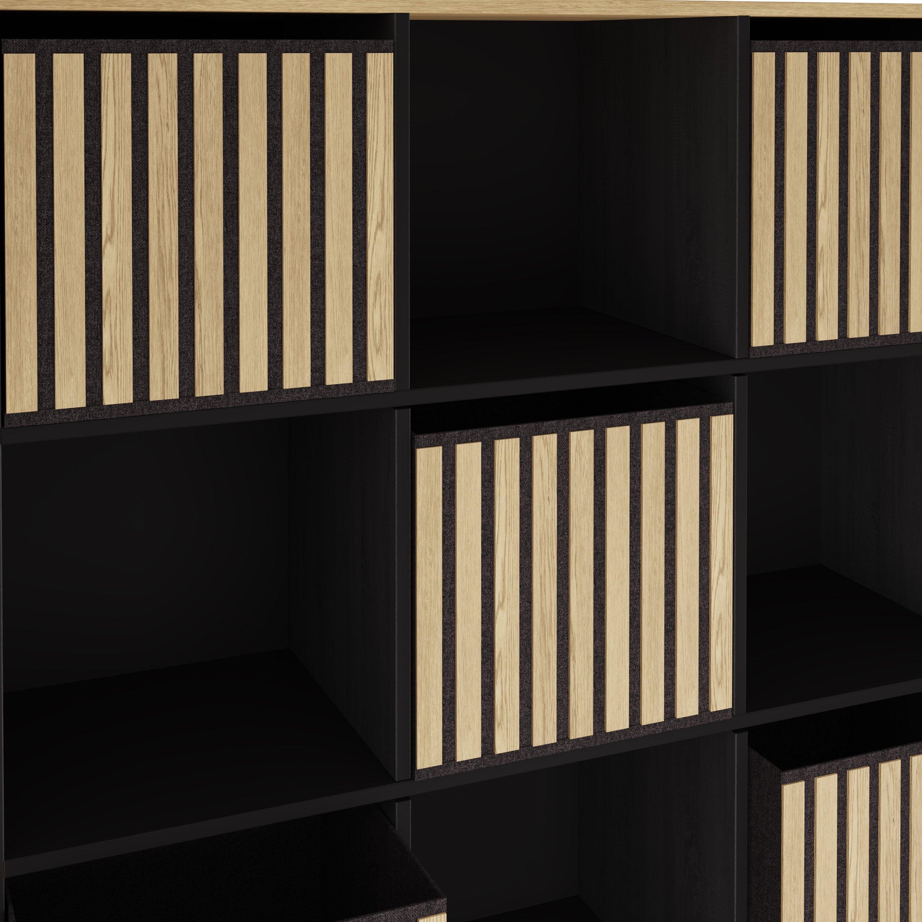 Black - GFW - Kube 3x3 Storage Cube Unit Light Oak & Black - 6