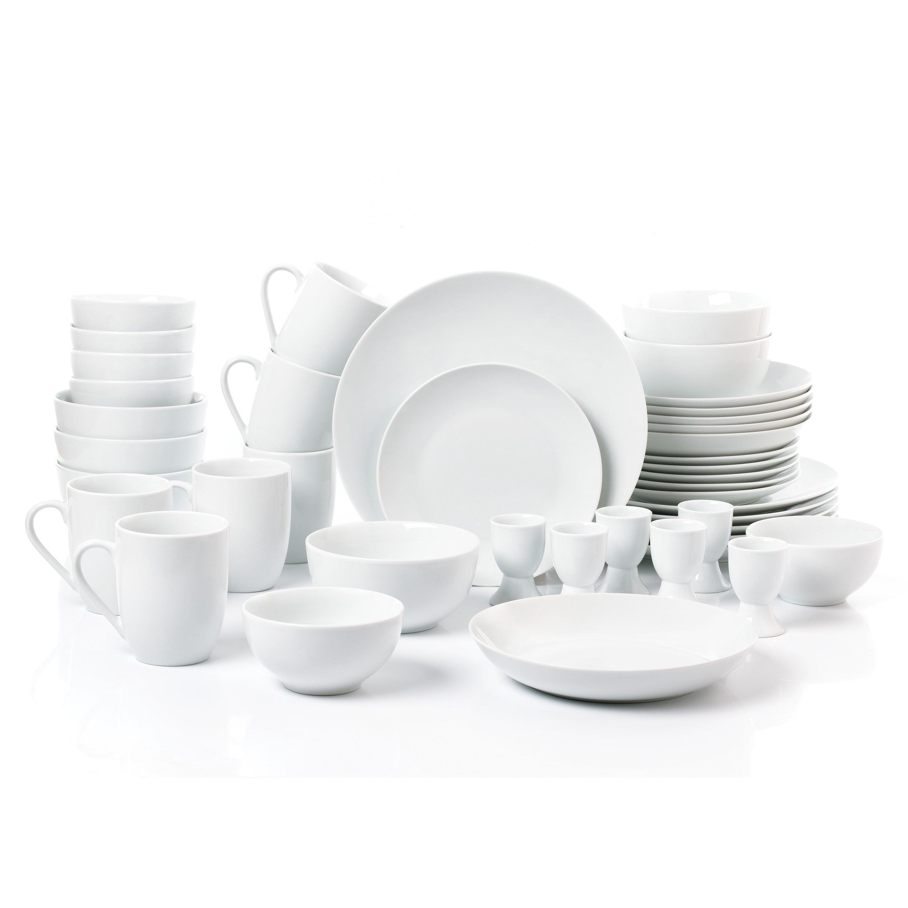 White - Waterside - 42 Piece Simply White Coupe Dinner Set - 1