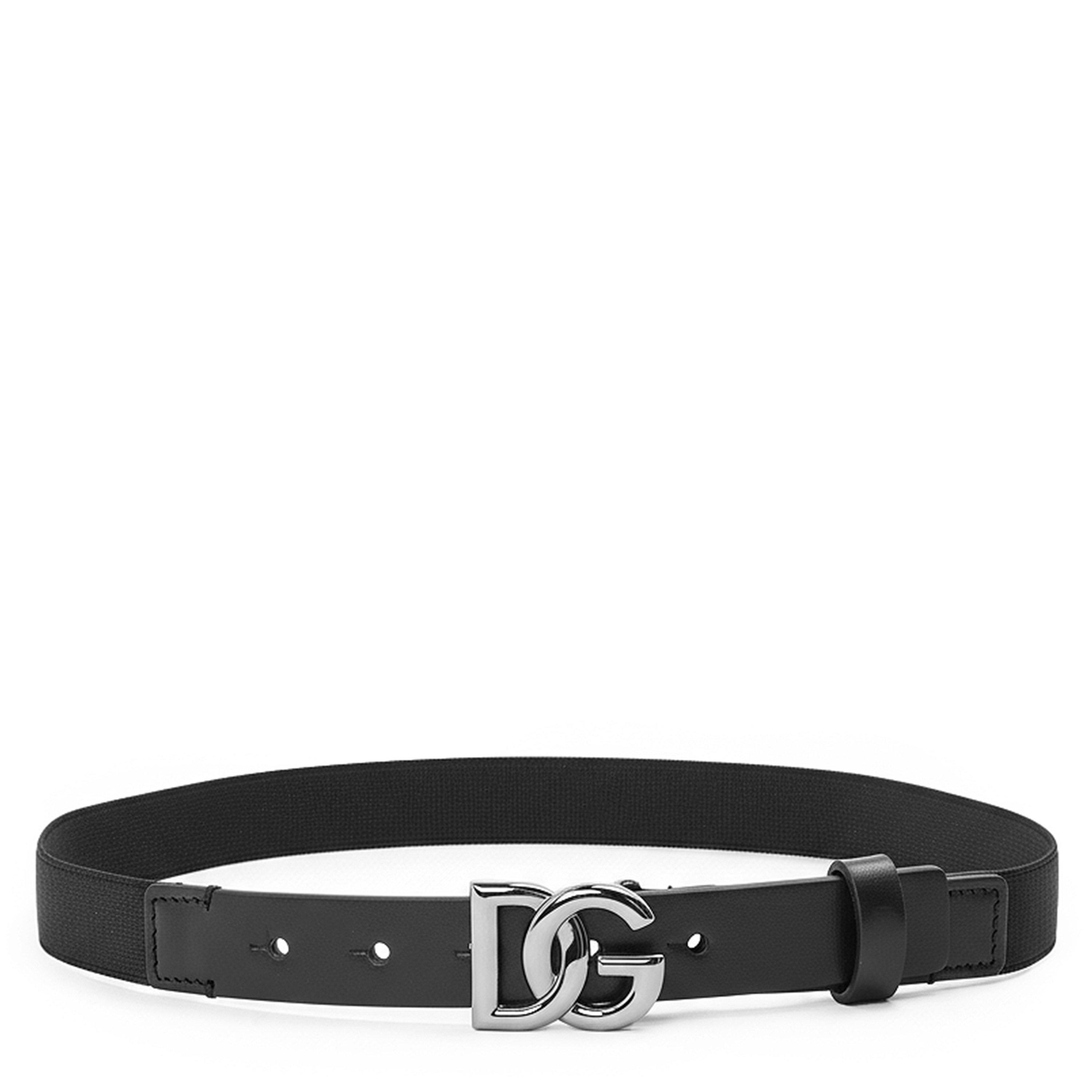 Dolce and Gabbana Logo Faux Leather Belt - Black 80999 - XL