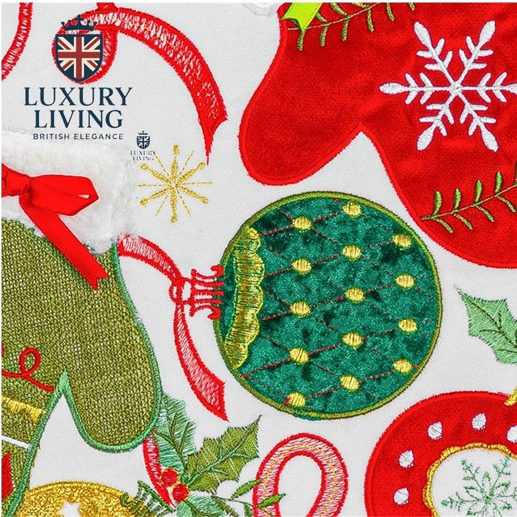 Multicolour - Alan Symonds - Embroidered Christmas Cushion with Mittens Bauble - 2