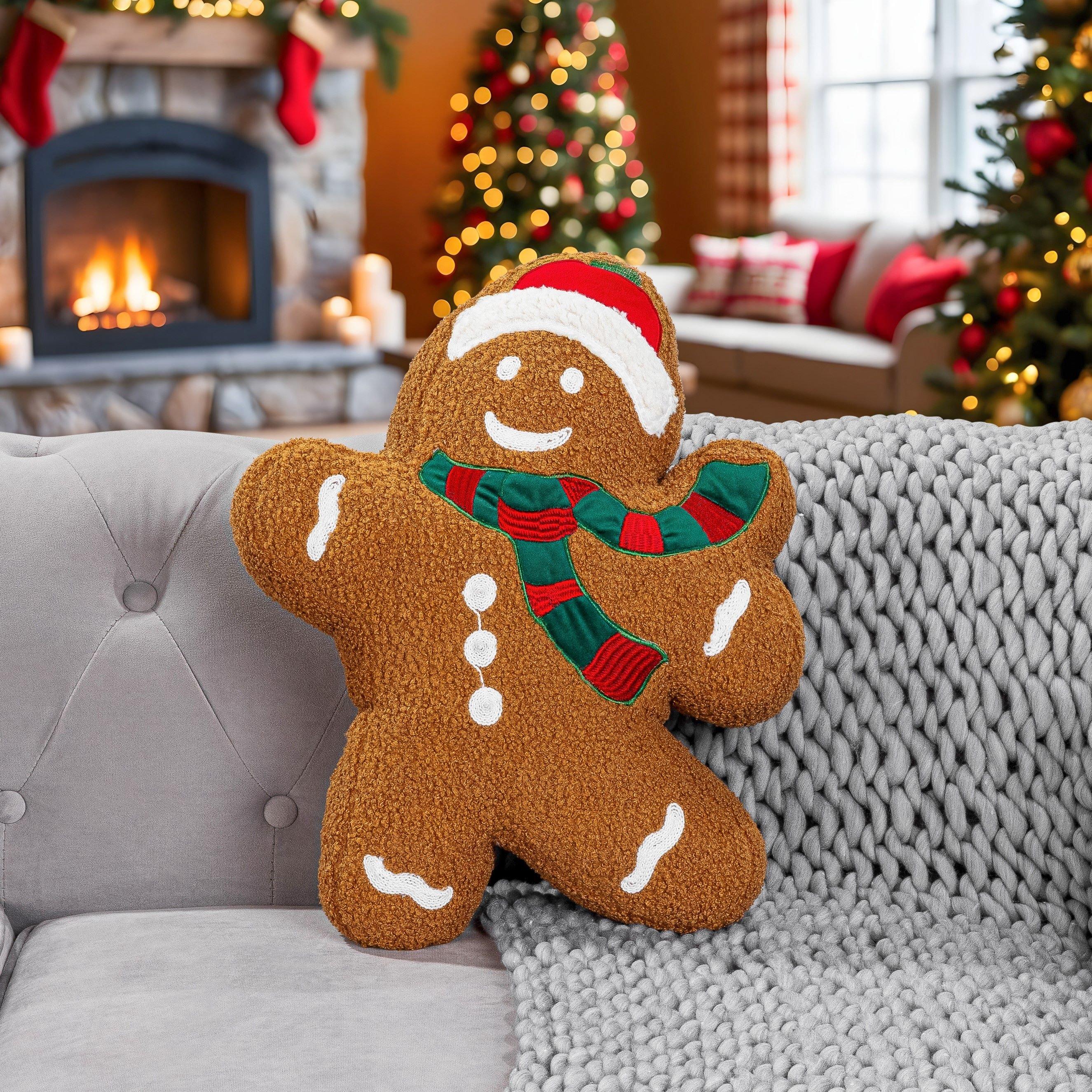 Multicolour - Alan Symonds - Cute Christmas Gingerbread Man Cushion - 3