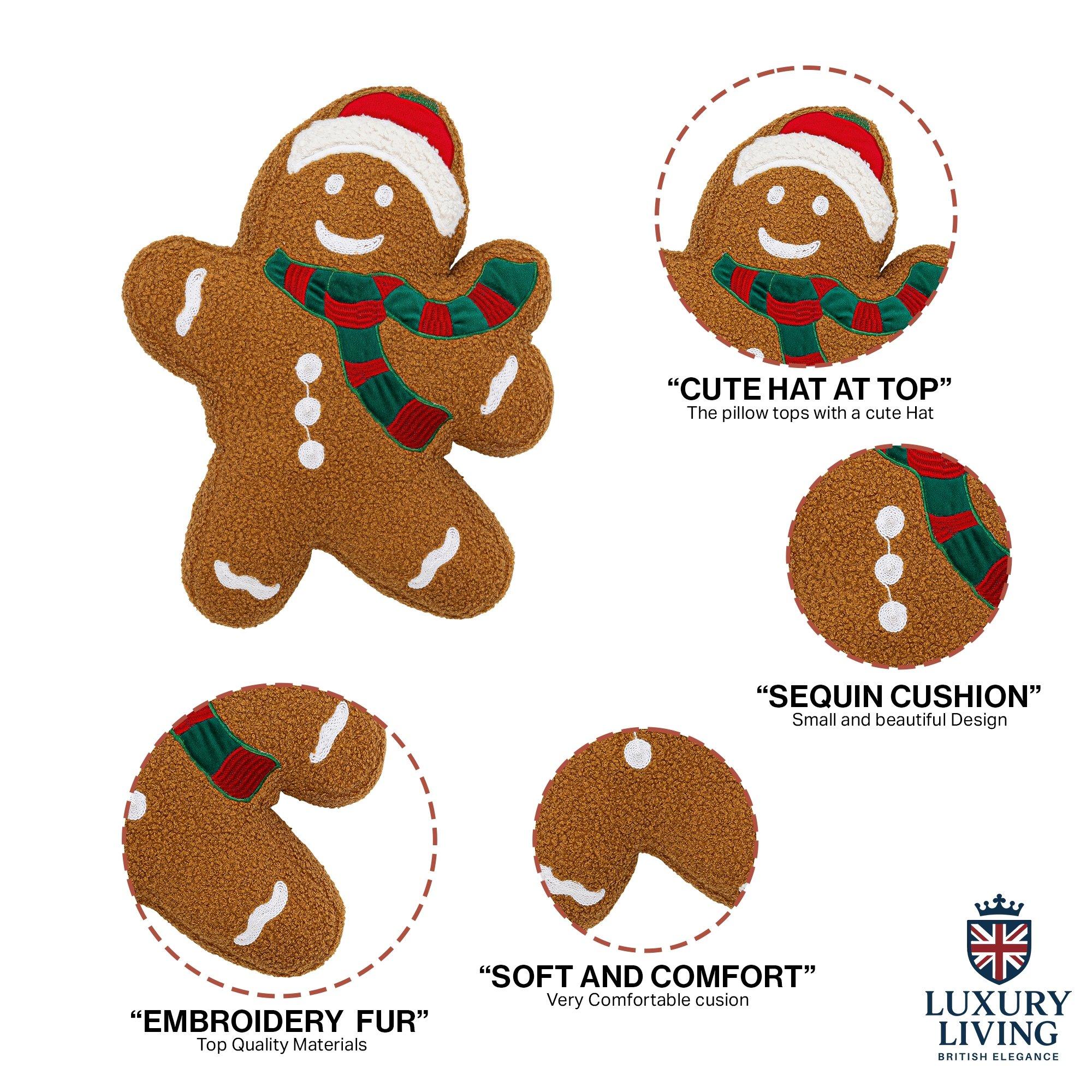 Multicolour - Alan Symonds - Cute Christmas Gingerbread Man Cushion - 4