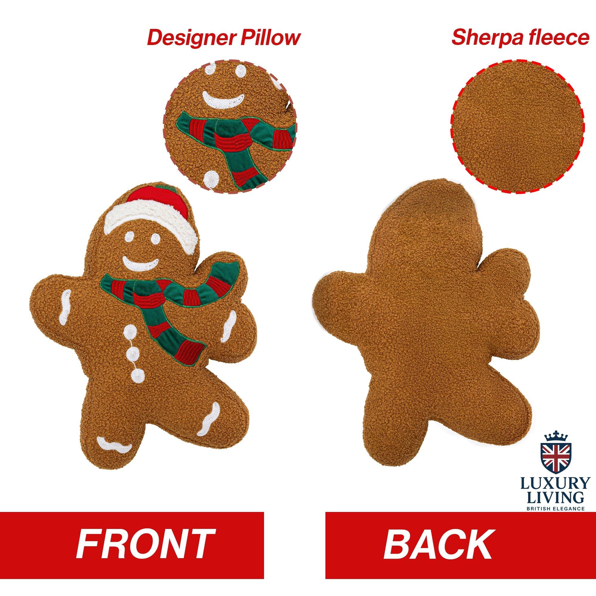 Multicolour - Alan Symonds - Cute Christmas Gingerbread Man Cushion - 5