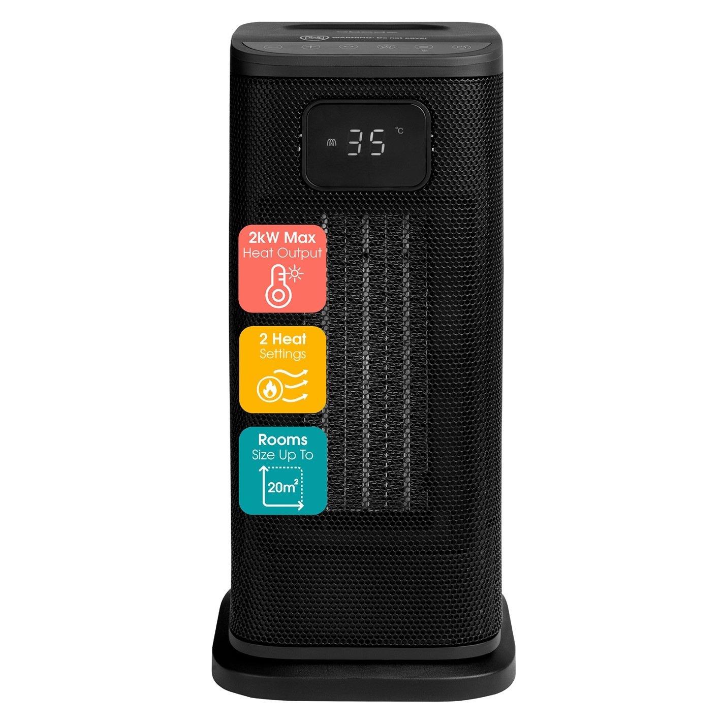 Black - Abode - ACTH2005 Digital Ceramic Tower Heater in Black - 1