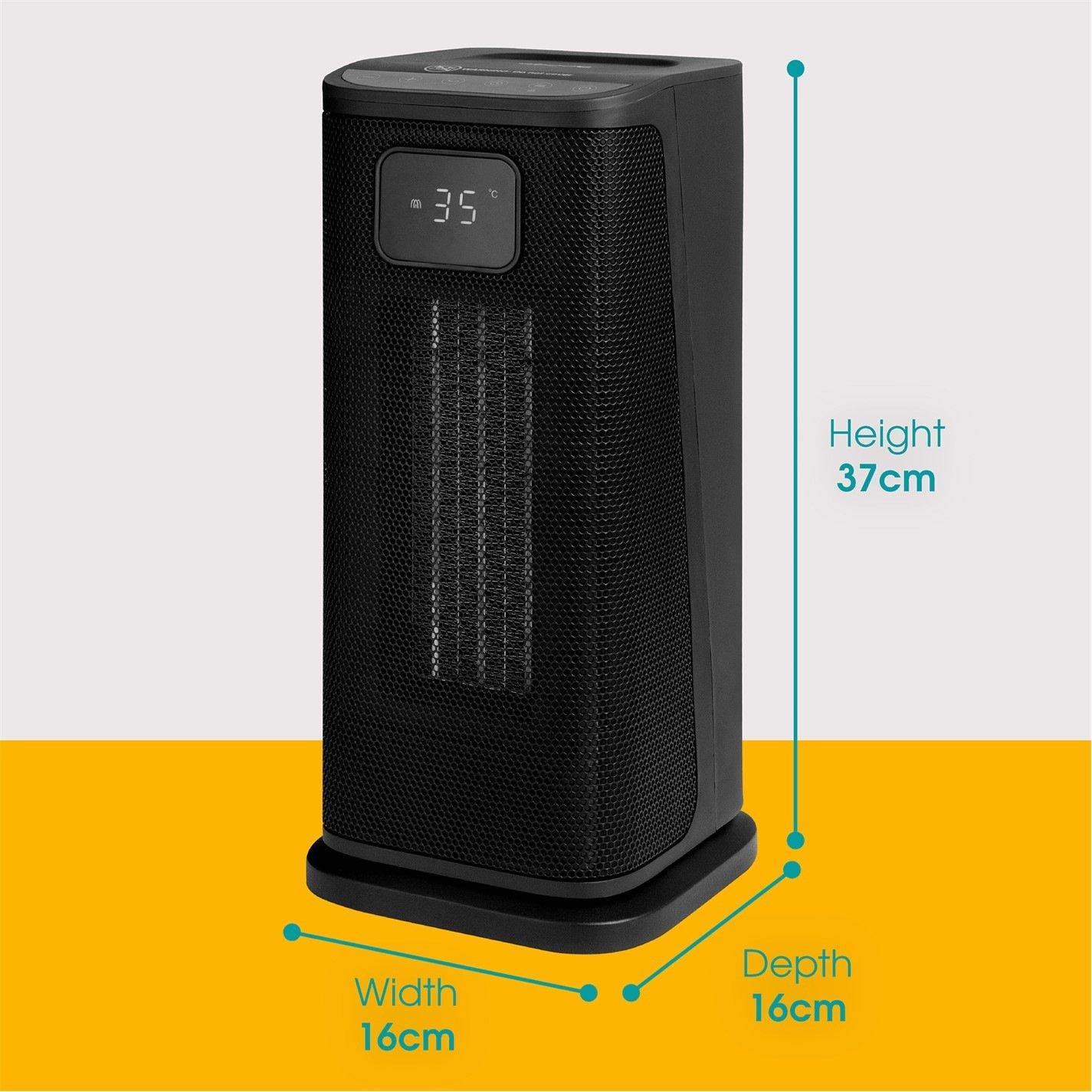 Black - Abode - ACTH2005 Digital Ceramic Tower Heater in Black - 2