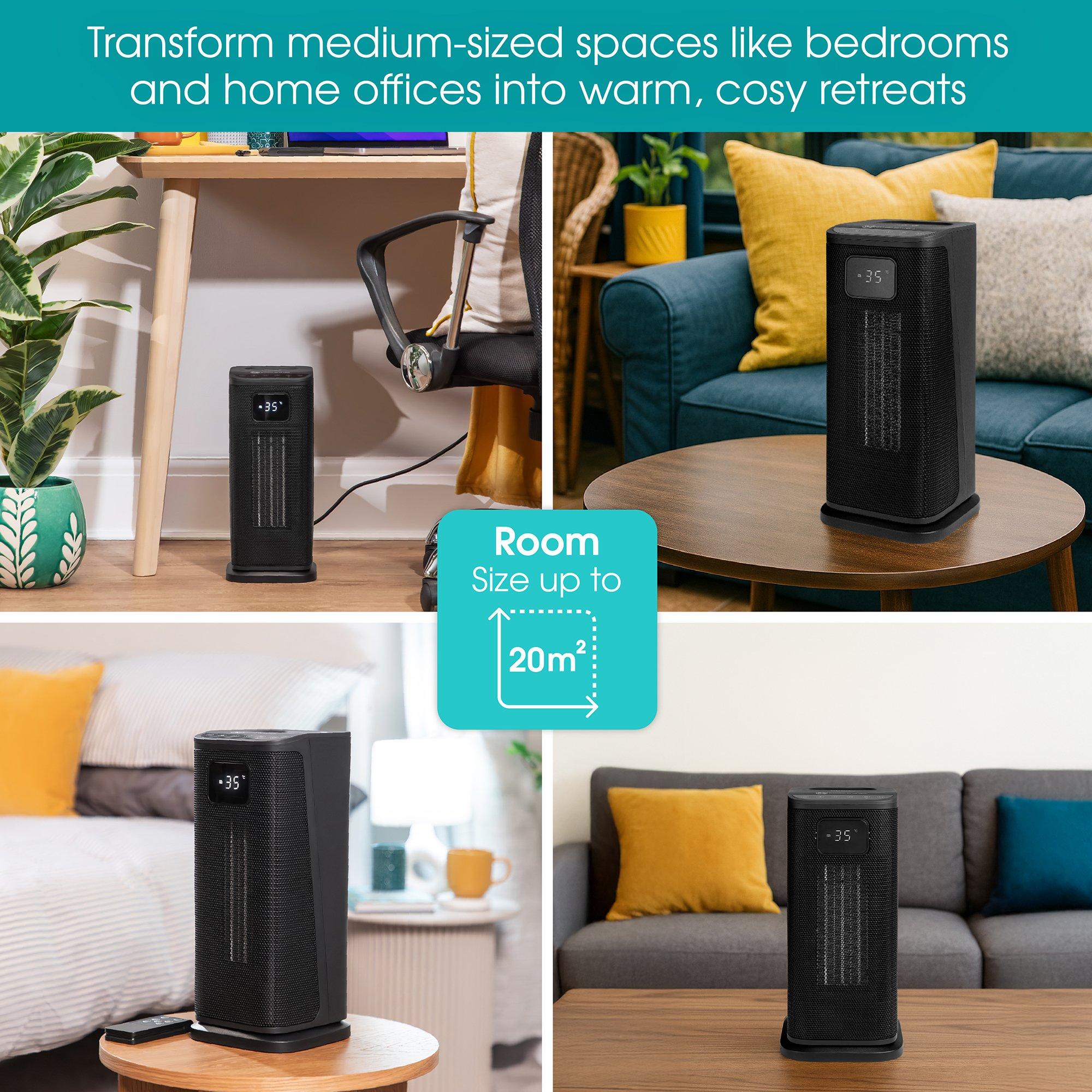 Black - Abode - ACTH2005 Digital Ceramic Tower Heater in Black - 11