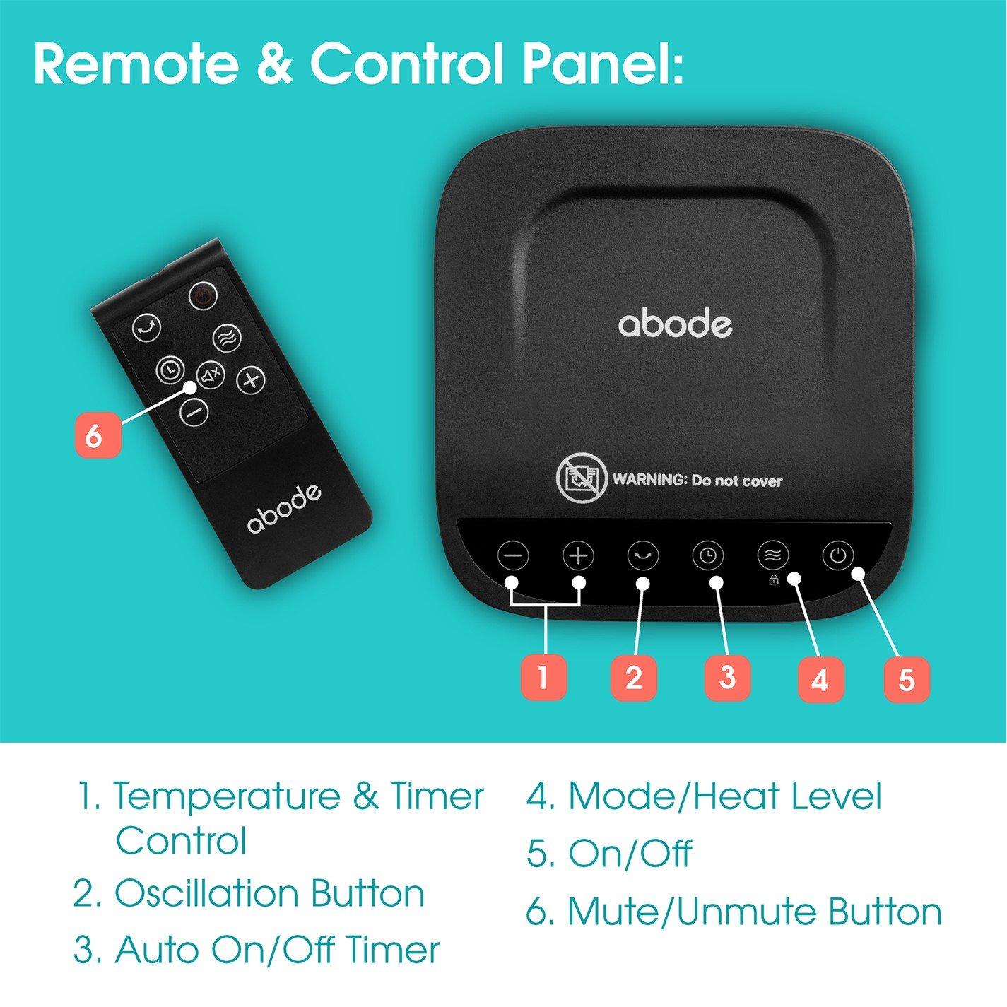 Black - Abode - ACTH2005 Digital Ceramic Tower Heater in Black - 5