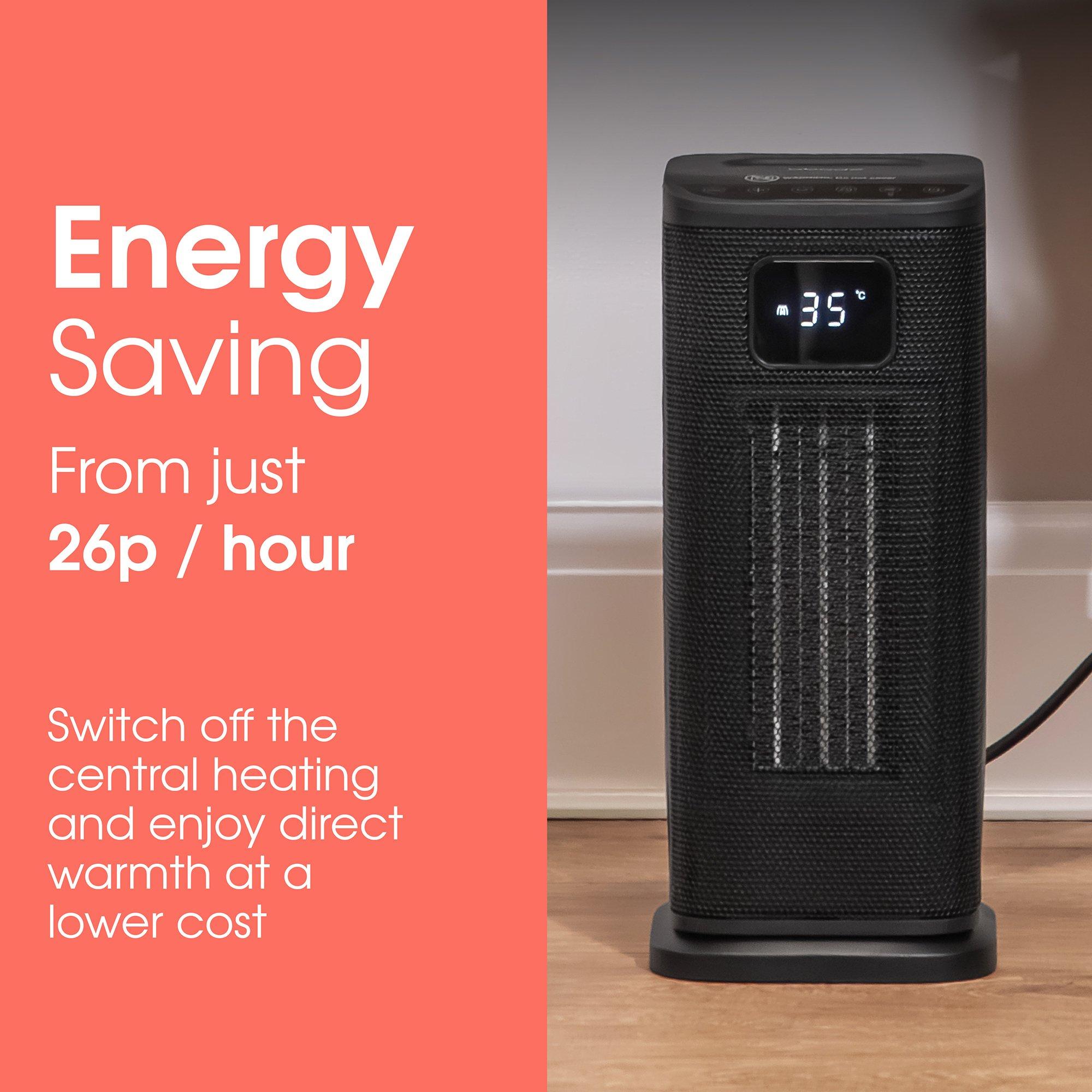 Black - Abode - ACTH2005 Digital Ceramic Tower Heater in Black - 6