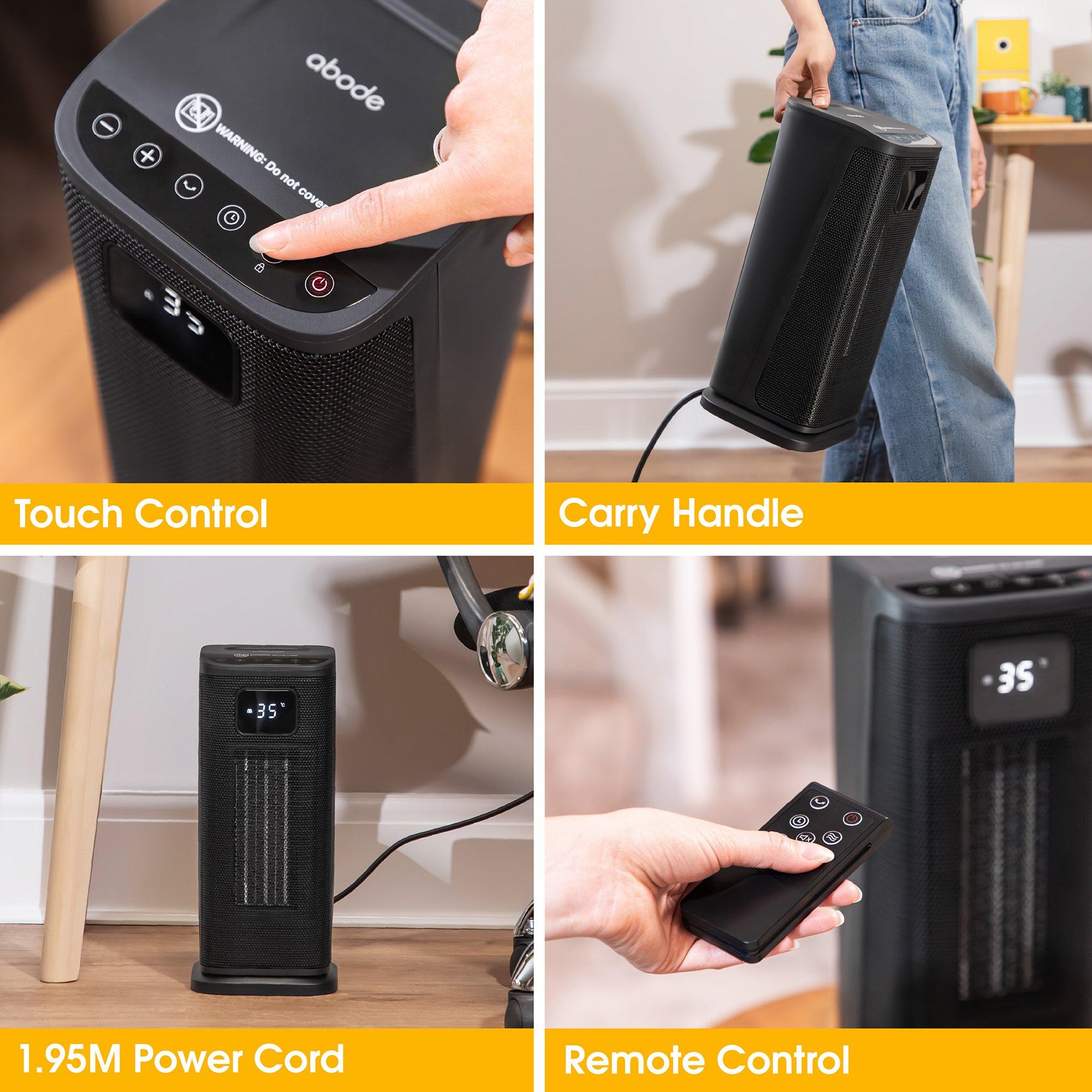 Black - Abode - ACTH2005 Digital Ceramic Tower Heater in Black - 8