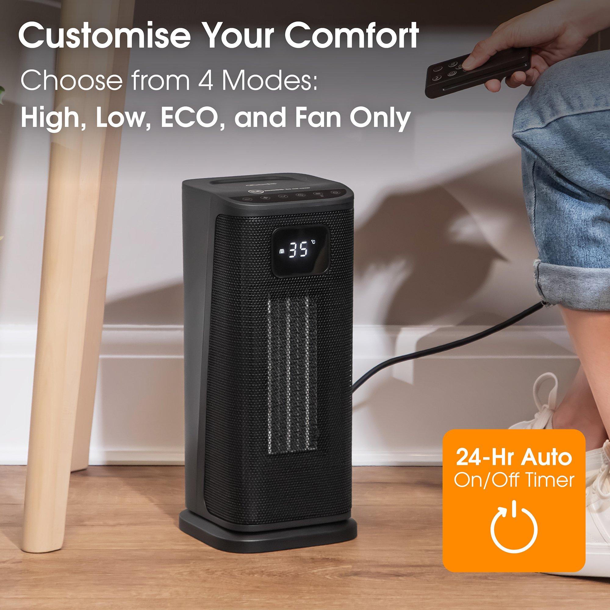 Black - Abode - ACTH2005 Digital Ceramic Tower Heater in Black - 9