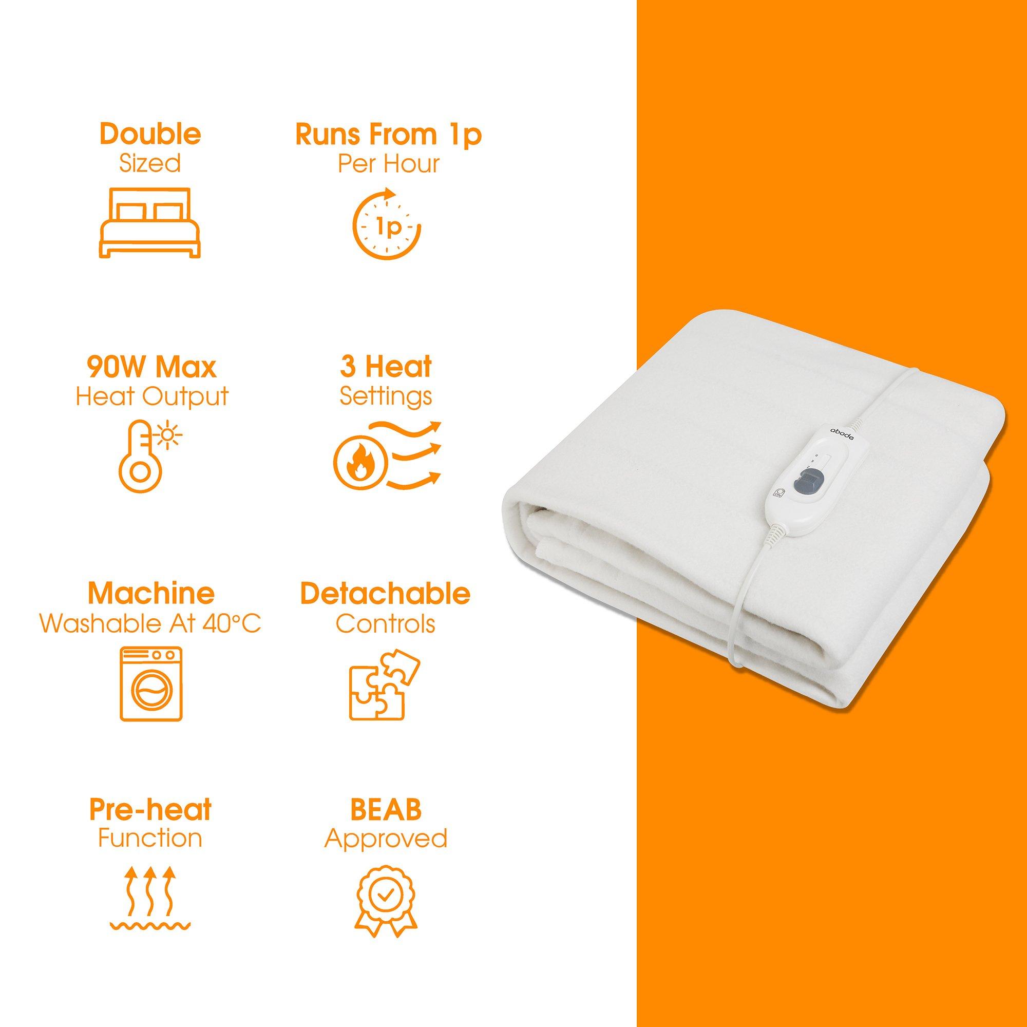 White - Abode - AEDB2002 Double Electric Underblanket - 12