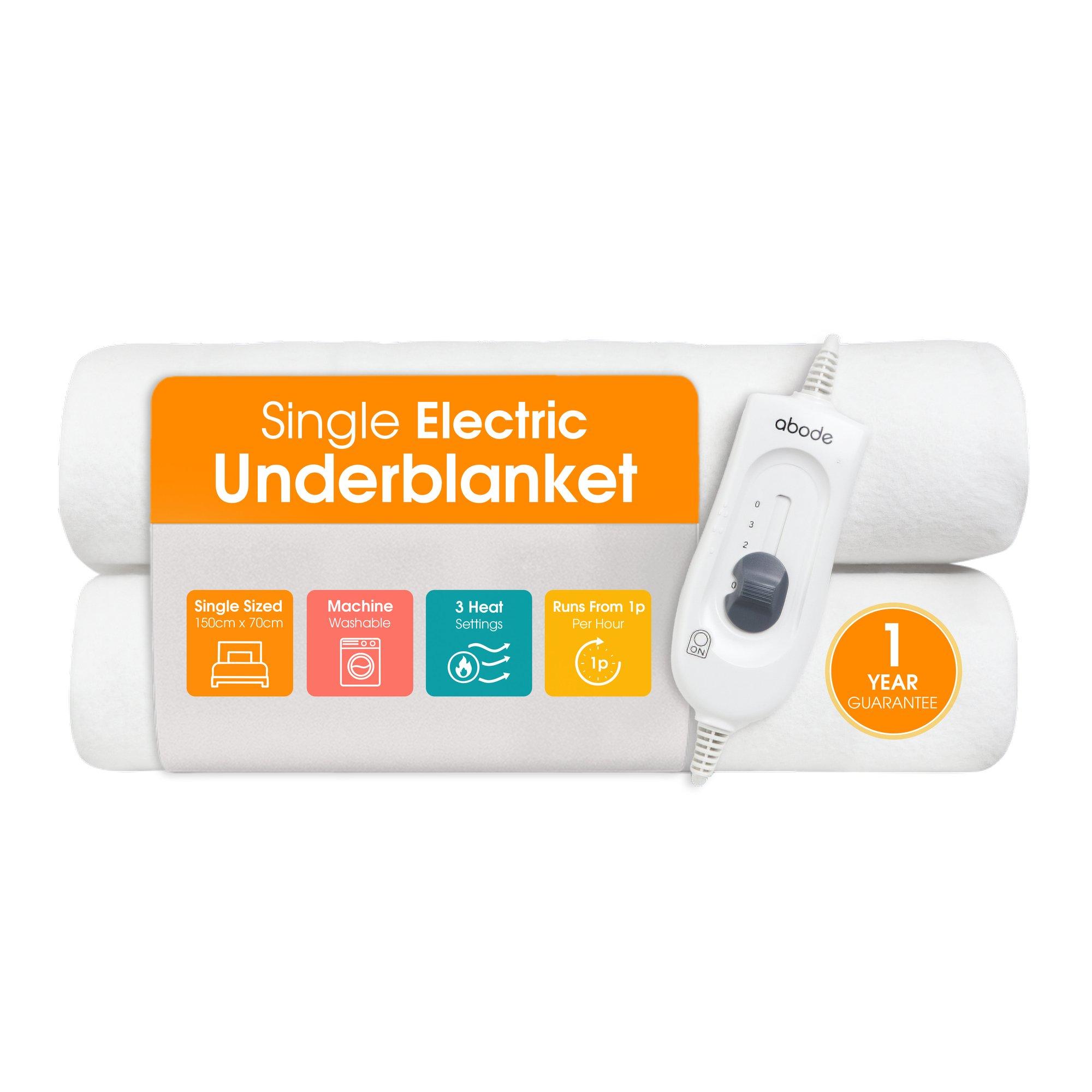 White - Abode - AESB1001 Single Electric Underblanket in White - 1