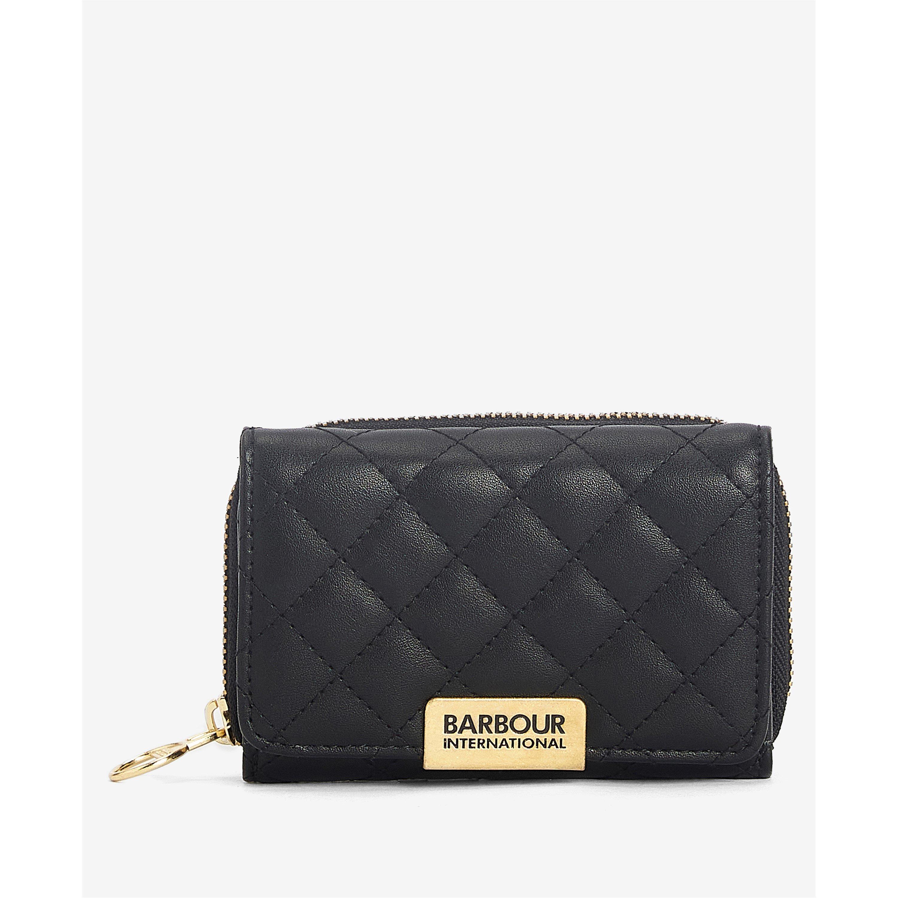 Black - Barbour International - Women's Aurora Tri-Fold Quilted Leather Zip Around Purse - 1