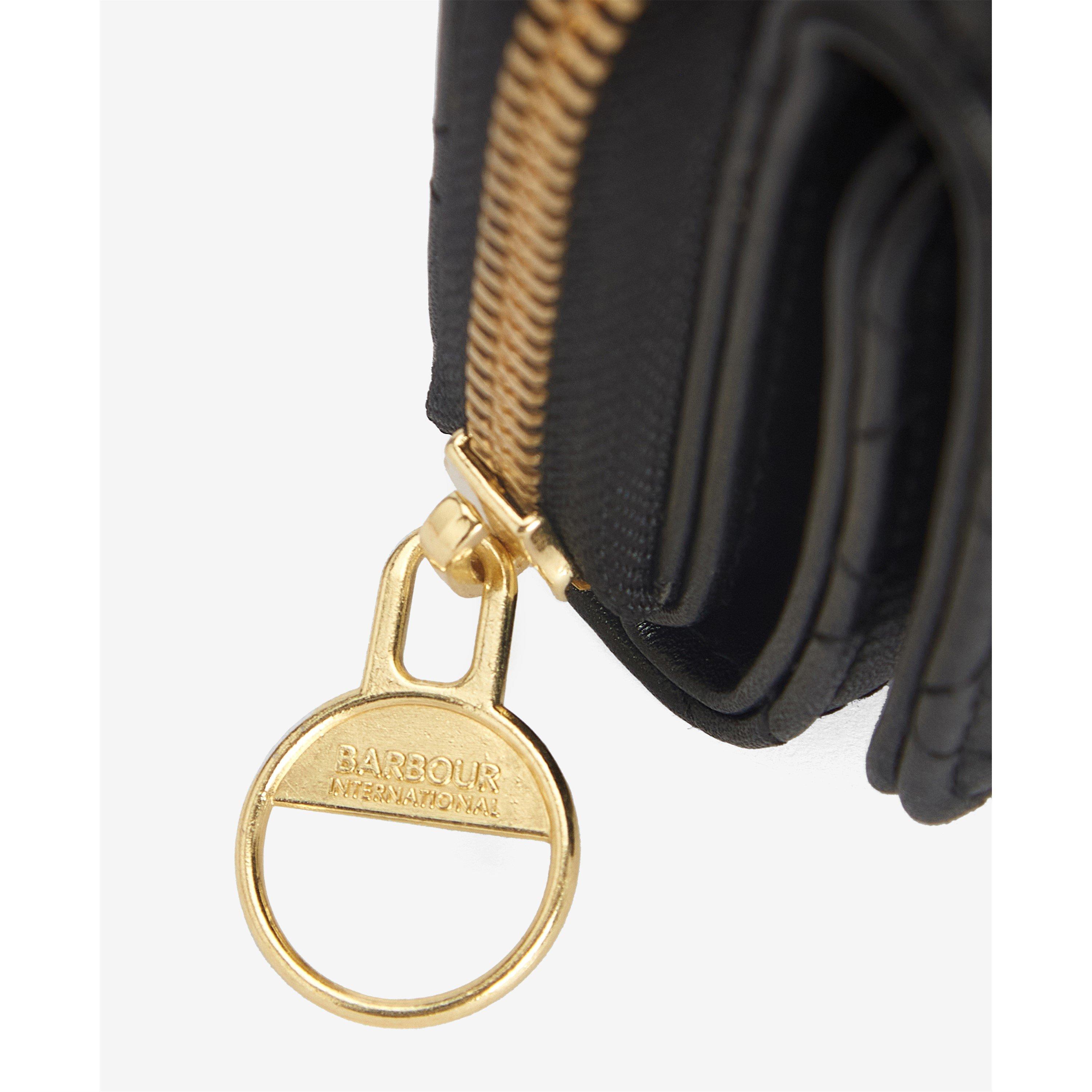 Black - Barbour International - Women's Aurora Tri-Fold Quilted Leather Zip Around Purse - 4