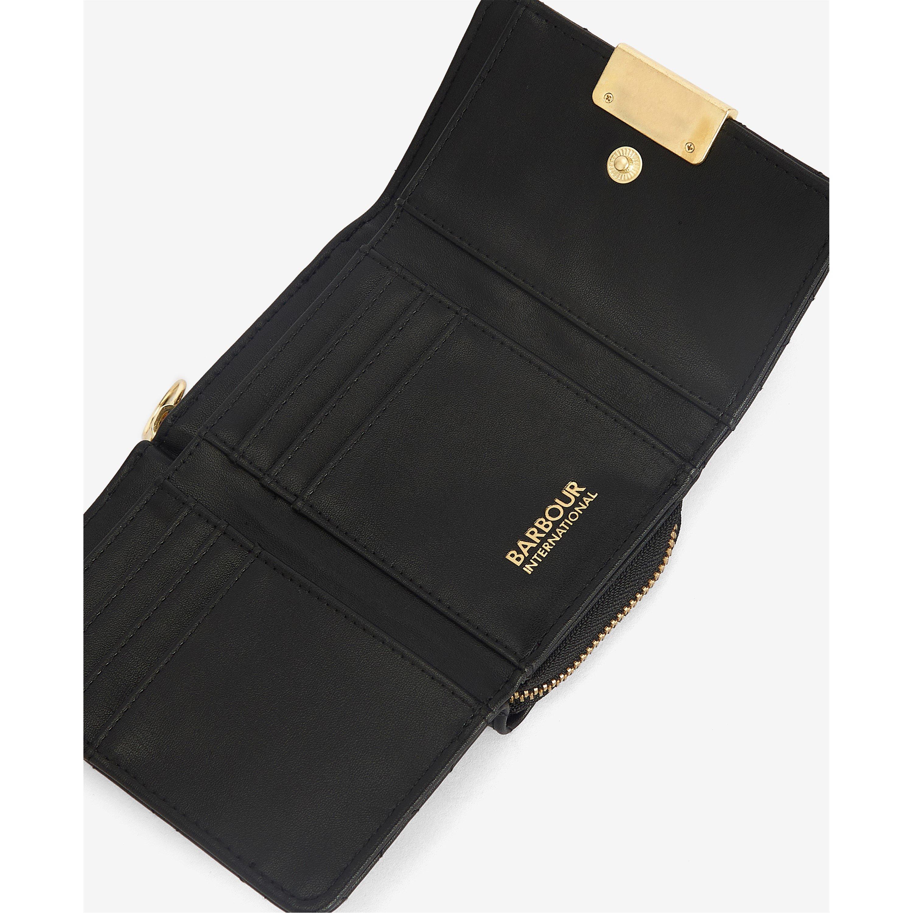 Black - Barbour International - Women's Aurora Tri-Fold Quilted Leather Zip Around Purse - 5