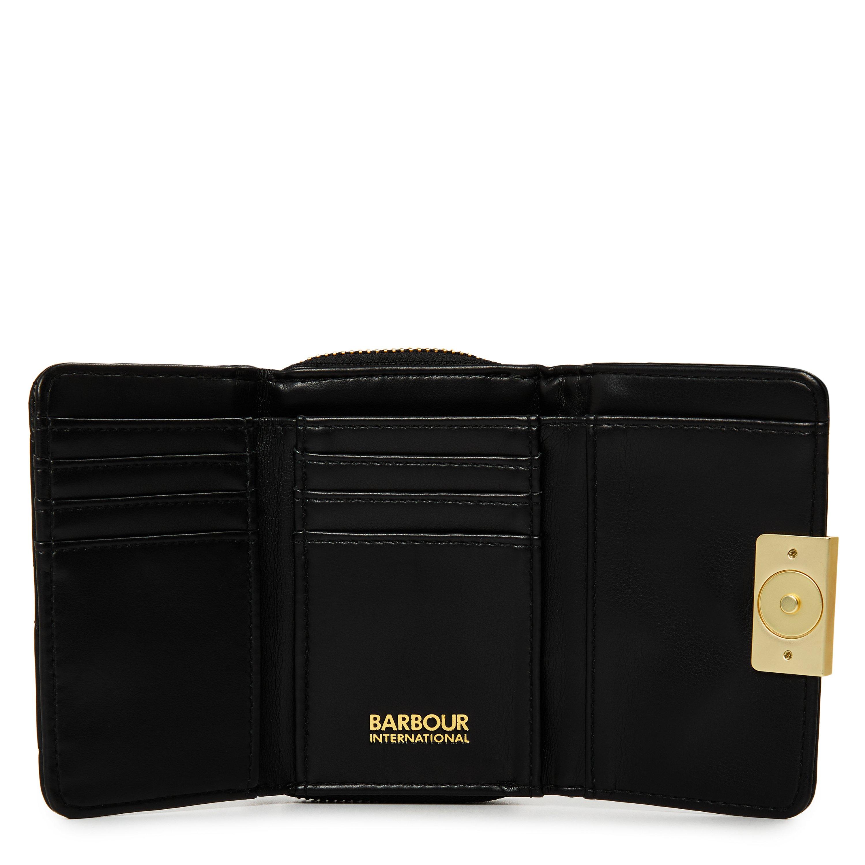 Black - Barbour International - Women's Aurora Tri-Fold Quilted Leather Zip Around Purse - 4