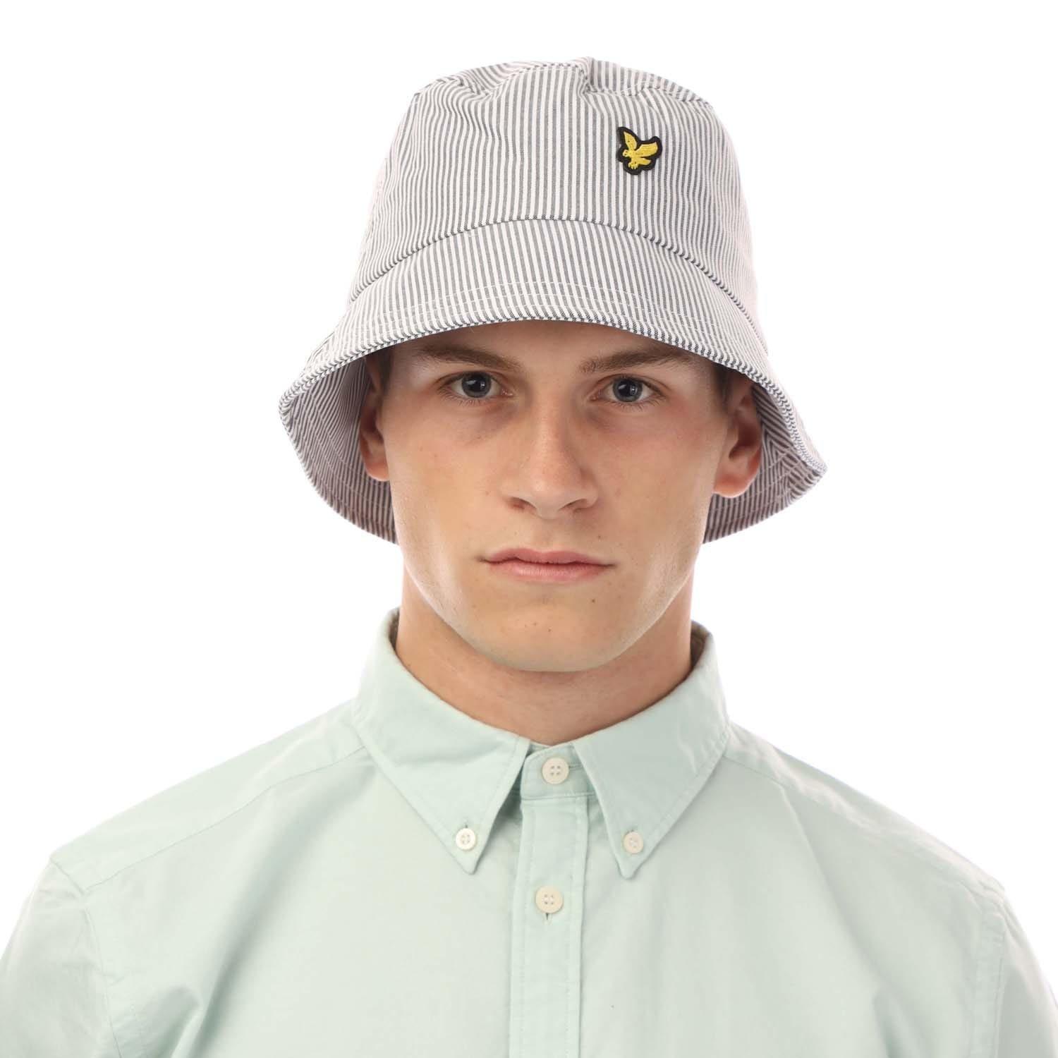 Grey White - Lyle and Scott - Stripe Bucket Hat - 3