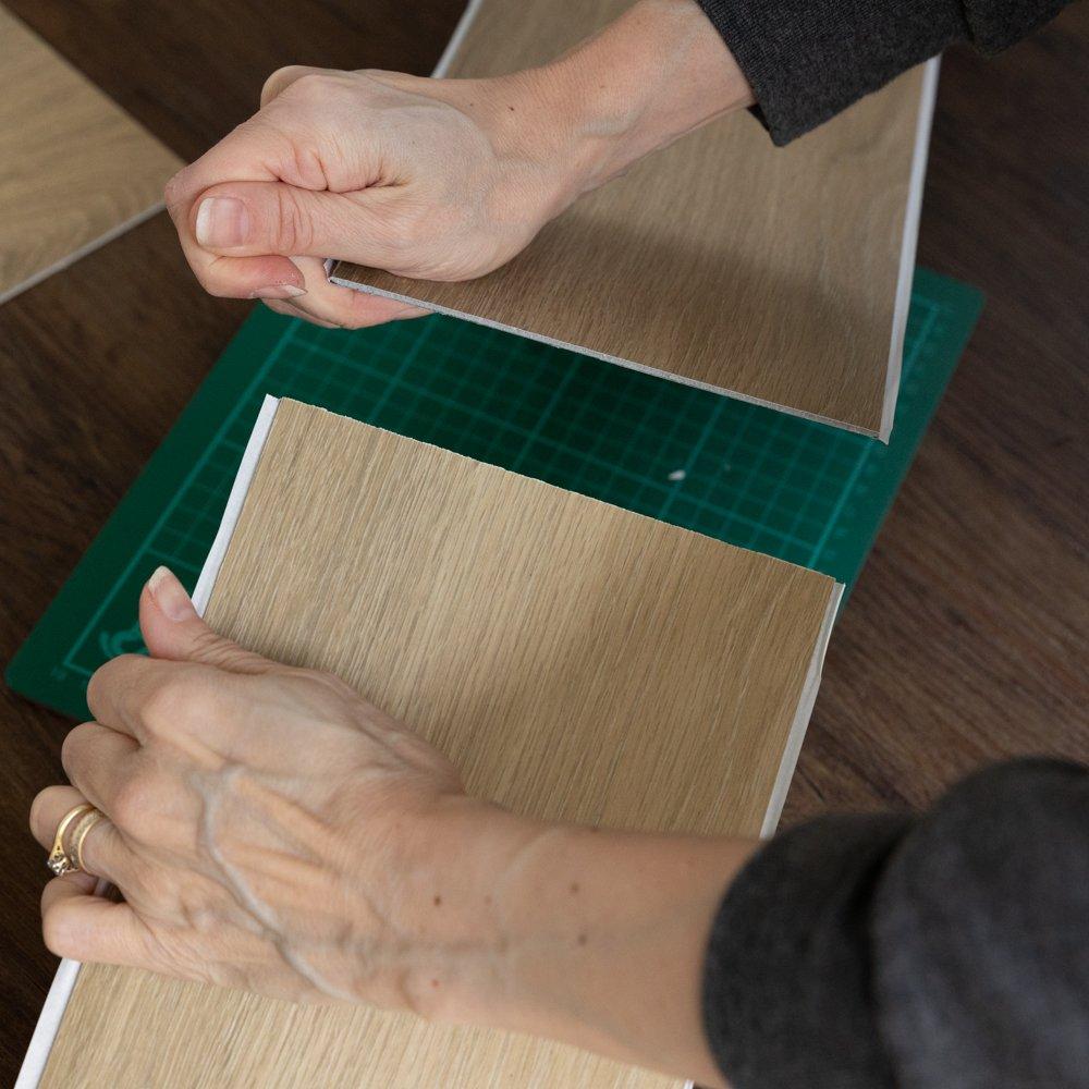 Brown - Floor Pops - Self Adhesive Vinyl Floor Planks Light Oak - 4